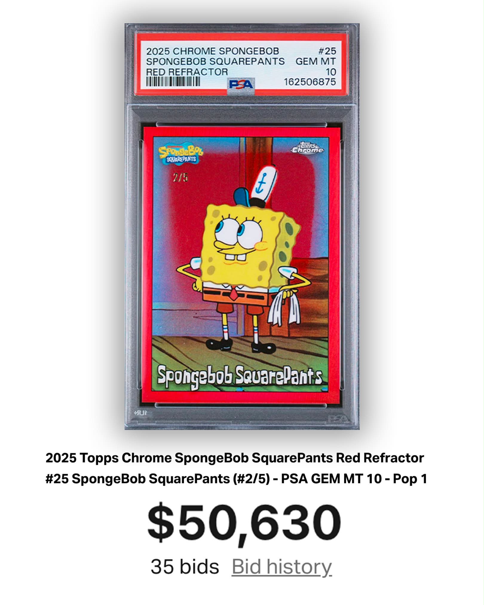 NEW RECORD: The highest sale ever for a SpongeBob trading card