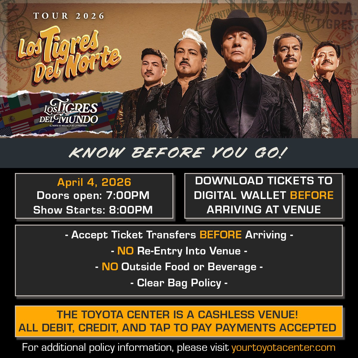 LOS TIGRES DEL NORTE - LOS TIGRES DEL MUNDO KNOW BEFORE YOU GO