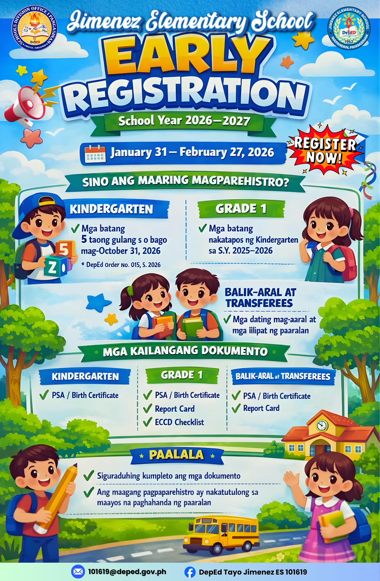 DepEd - 📣 EARLY REGISTRATION | SCHOOL YEAR 2026–2027 🗓️ January 31 ...
