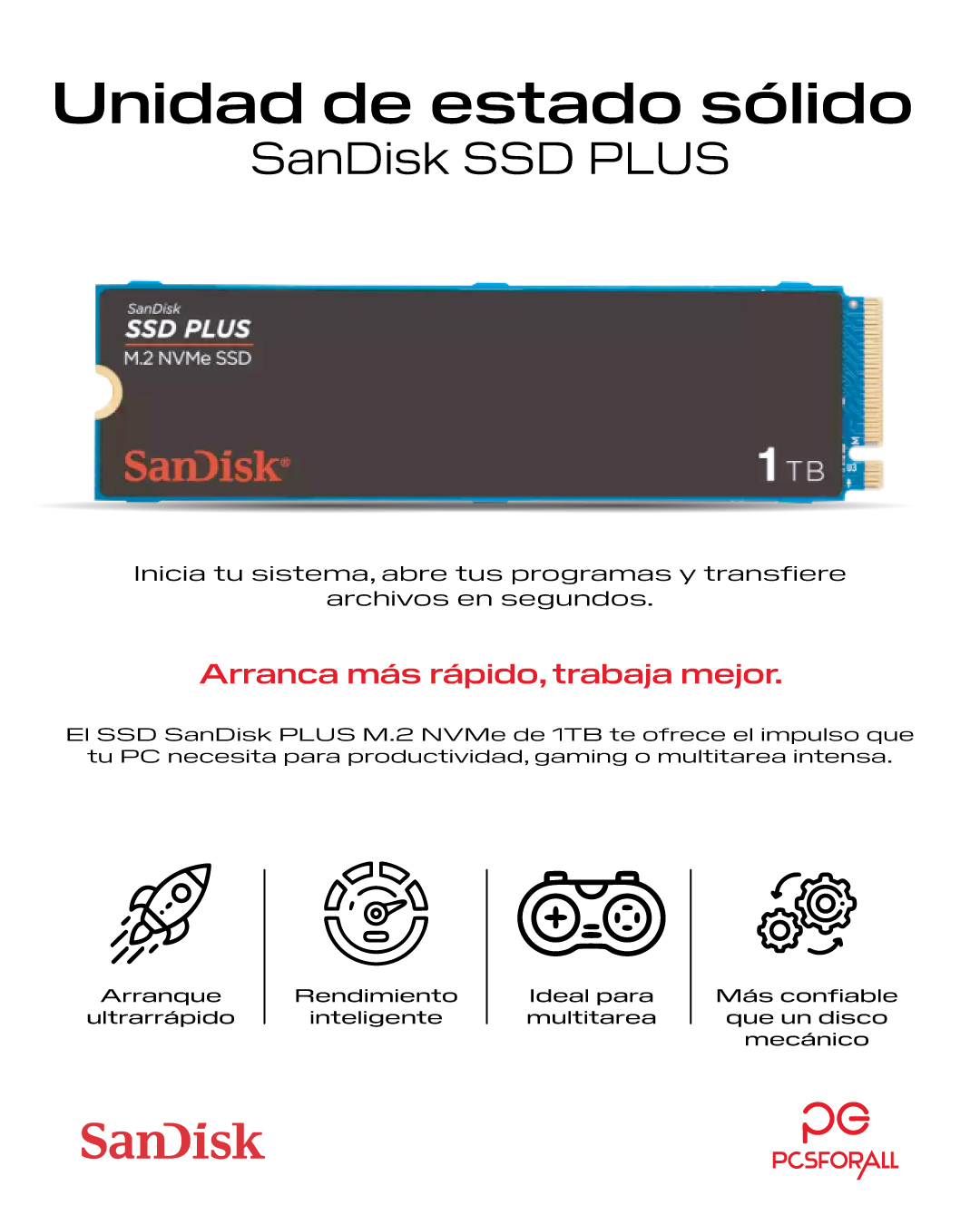 ⚡🚀 SSD PCI-E 3.0 M.2 1TB SanDisk PLUS... - PCS for ALL S.A.S. | Facebook