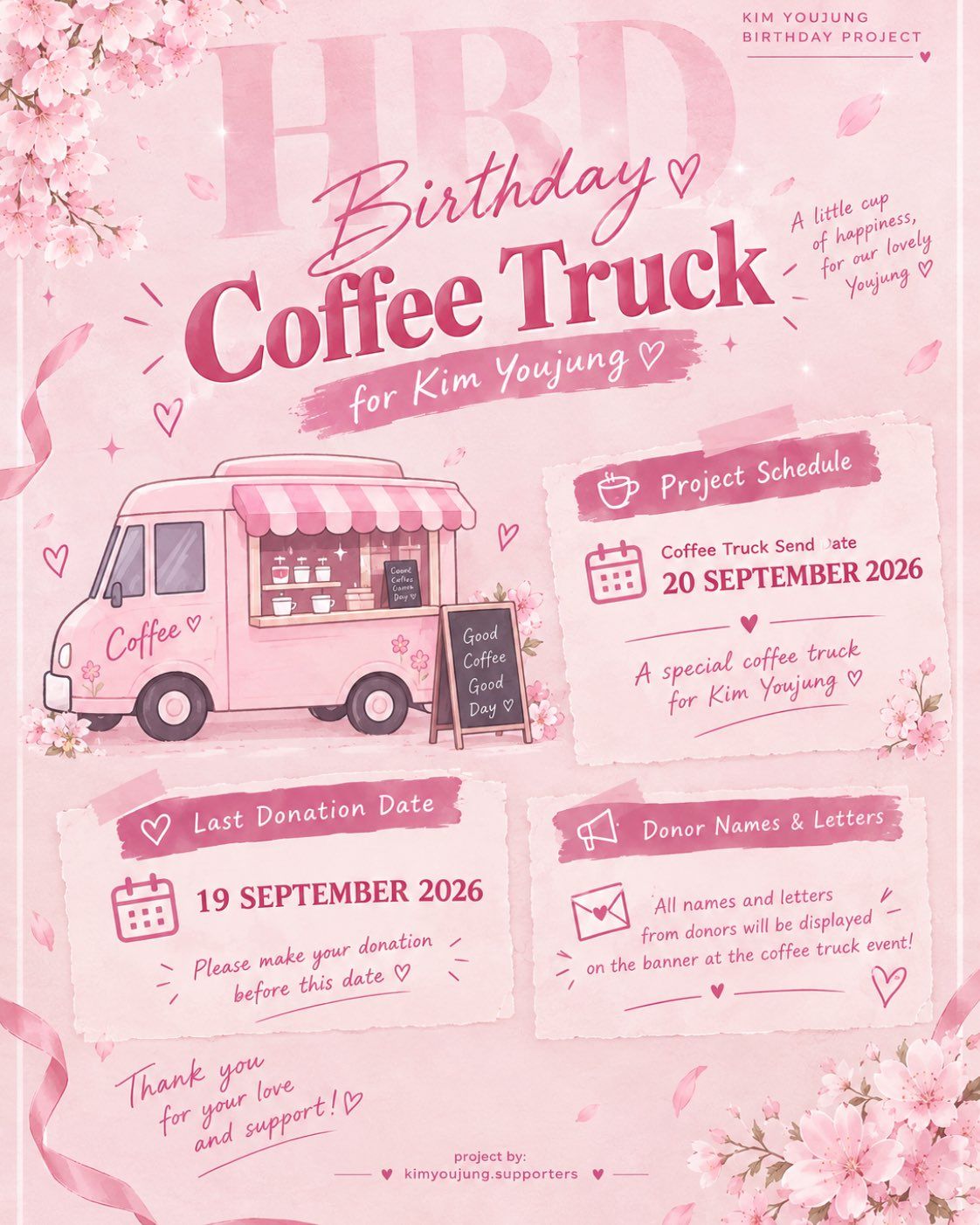 Kim You Jung birthday coffee truck project donations open until