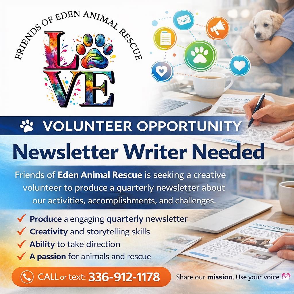 📰 VOLUNTEER OPPORTUNITY –... - Friends of Eden Animal Rescue | Facebook