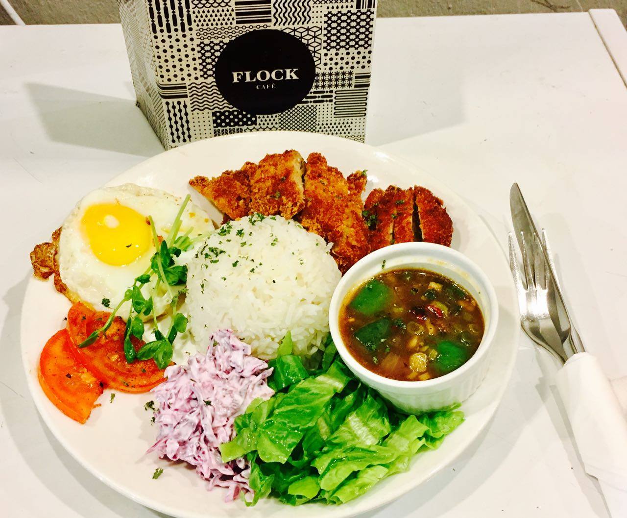 Flock Cafe SG - LUNCH SET:-🍴😋 Chicken cutlet rice deep... | Facebook