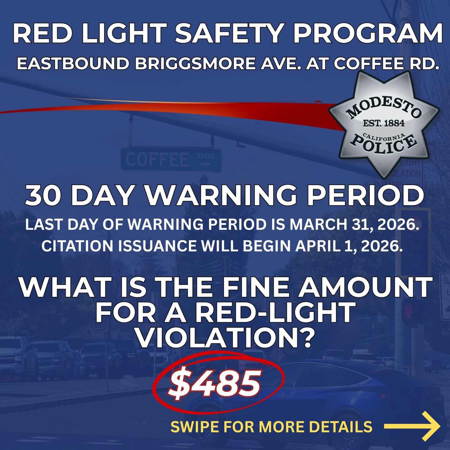 209 Times - ATTENTION MODESTO: $485 Red Light Tickets... | Facebook