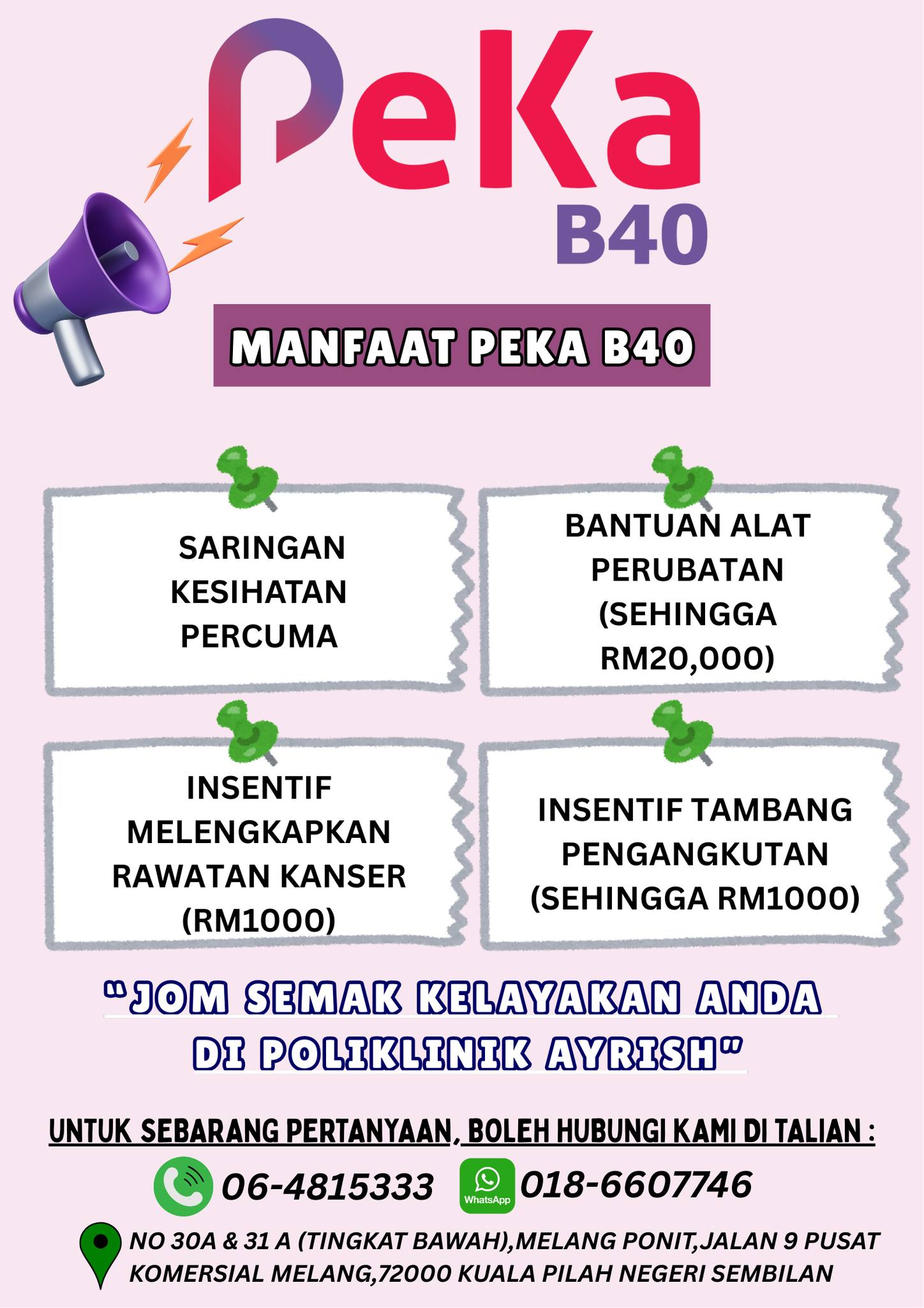 Poliklinik - PEKA B40 – Pemeriksaan Kesihatan Percuma! 👩‍⚕️ Sayangi ...