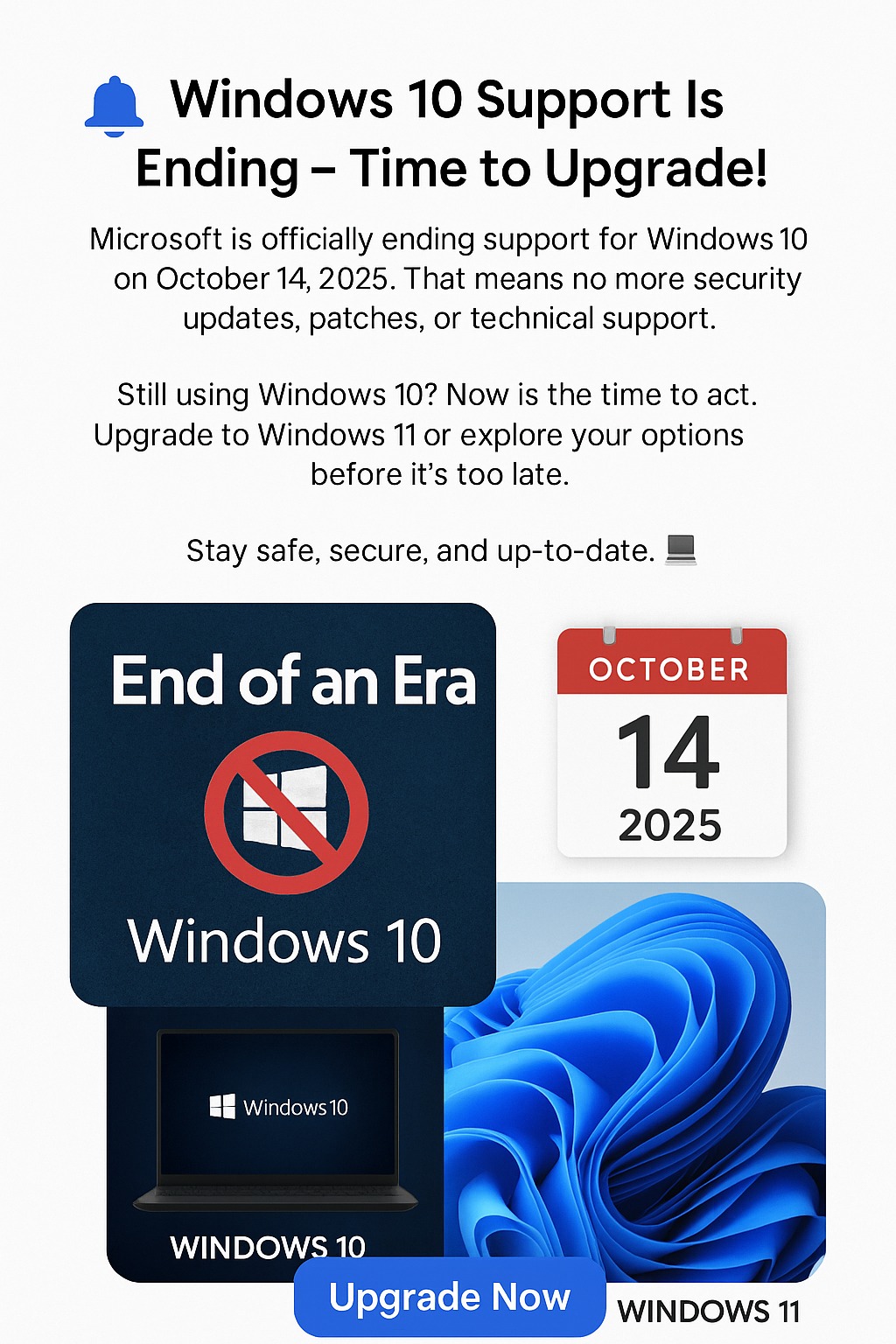 🔔 Windows 10 Support Is Ending – Time... - Premier Computers | Facebook