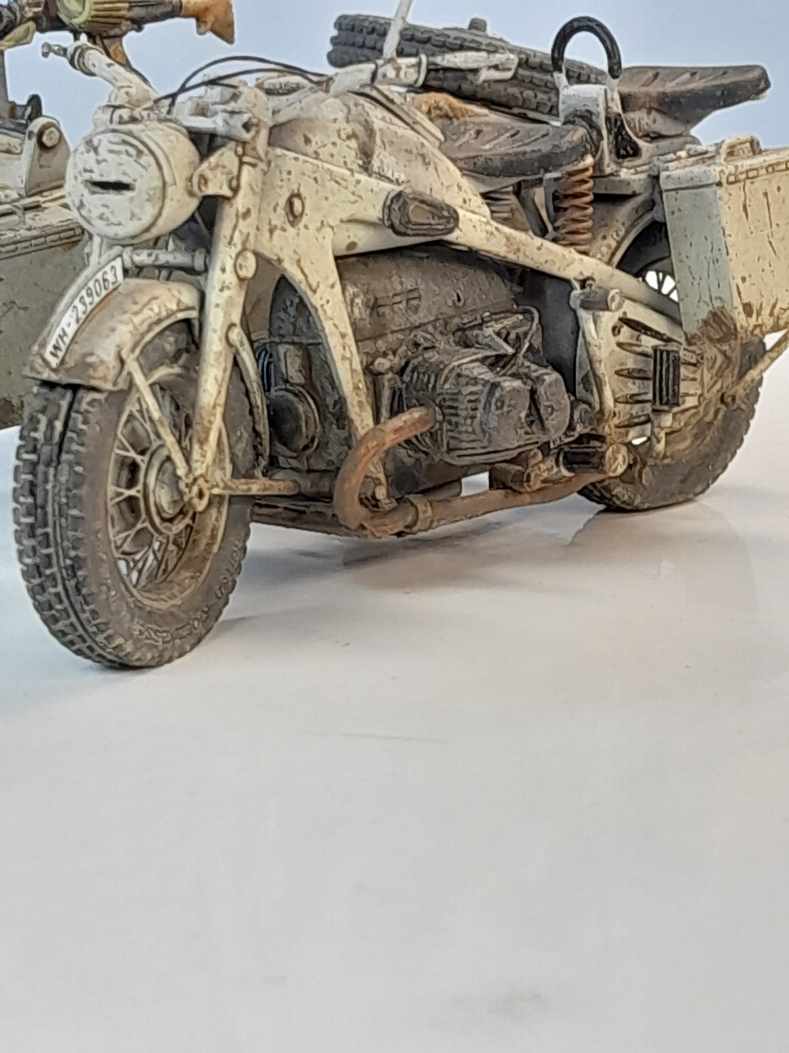 Completed 1/9 scale Zundapp KS750 model with sidecar