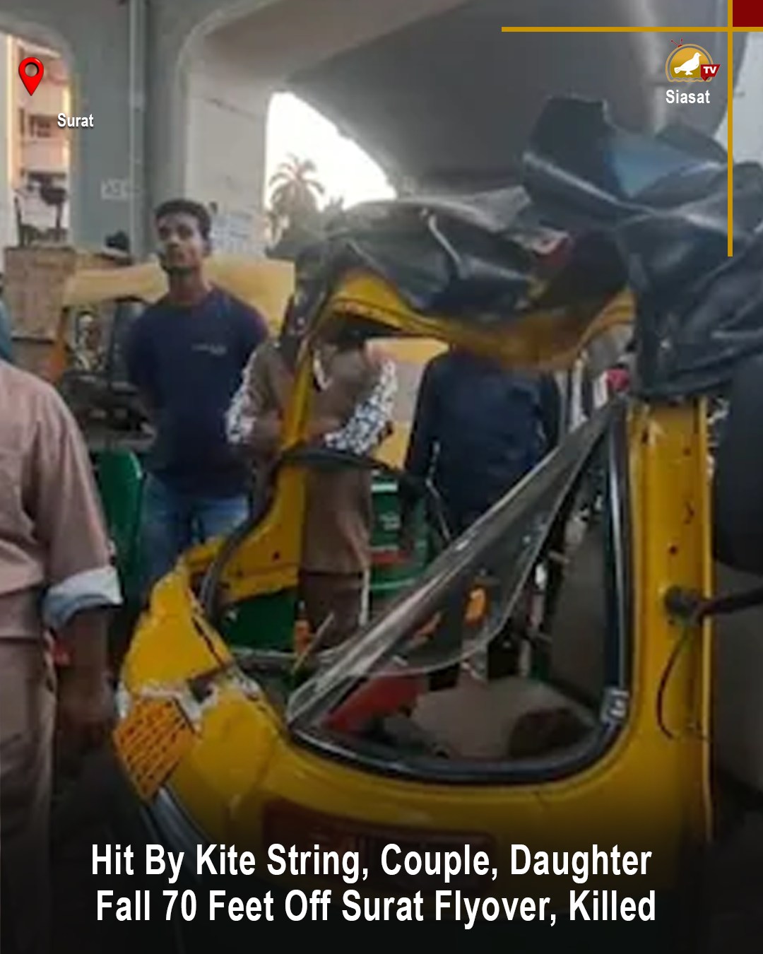 Siasat - Surat:A family of three fell from a 70-foot-high flyover in ...