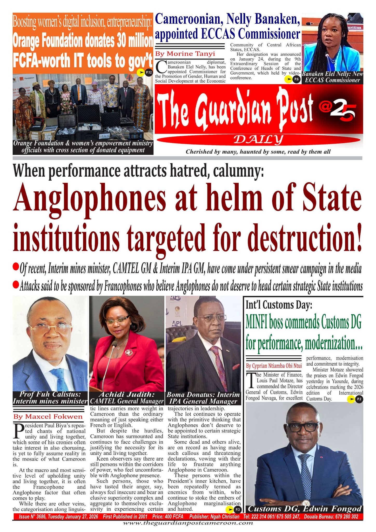 The Guardian - When performance attracts hatred, calumny: Anglophones ...