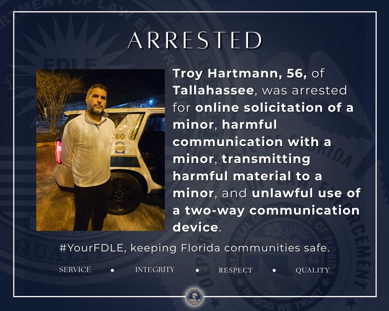 An FDLE undercover operation led to the arrest of 56‑year‑old Troy 