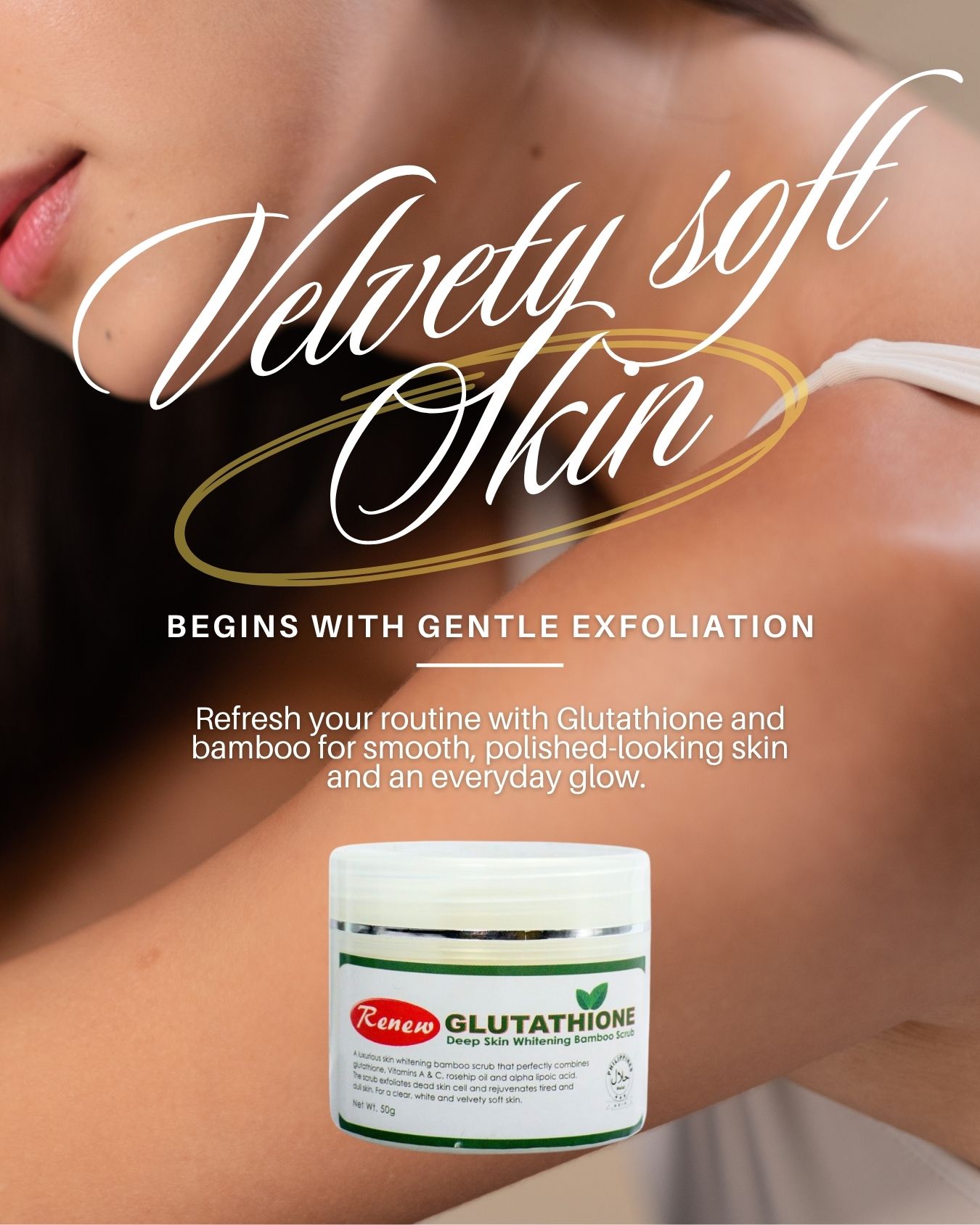 Renew Glutathione bamboo scrub for soft and glowing skin