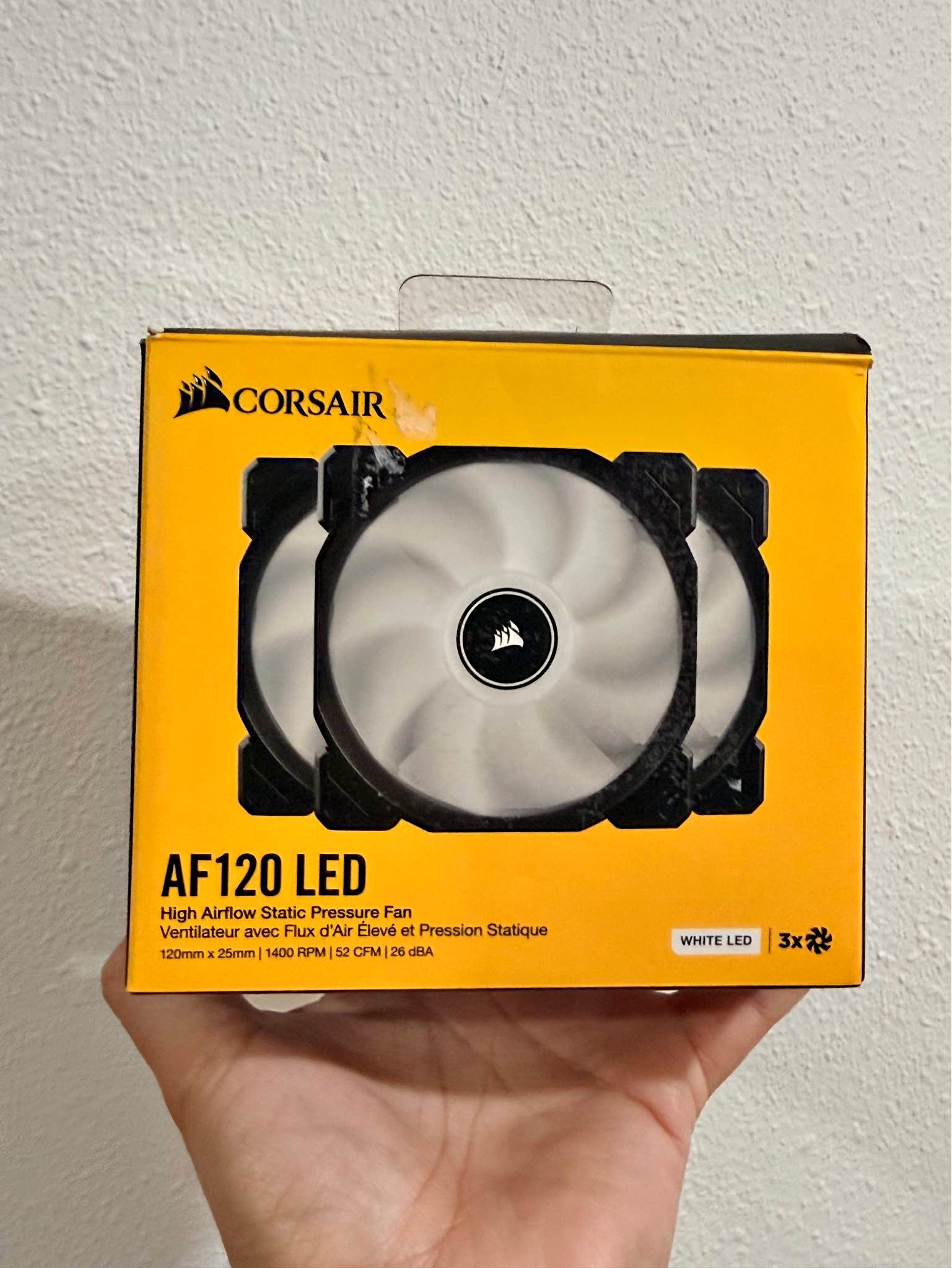 Corsair AF120 LED High Airflow Static Pressure 120mm Case Fan White 3 ...