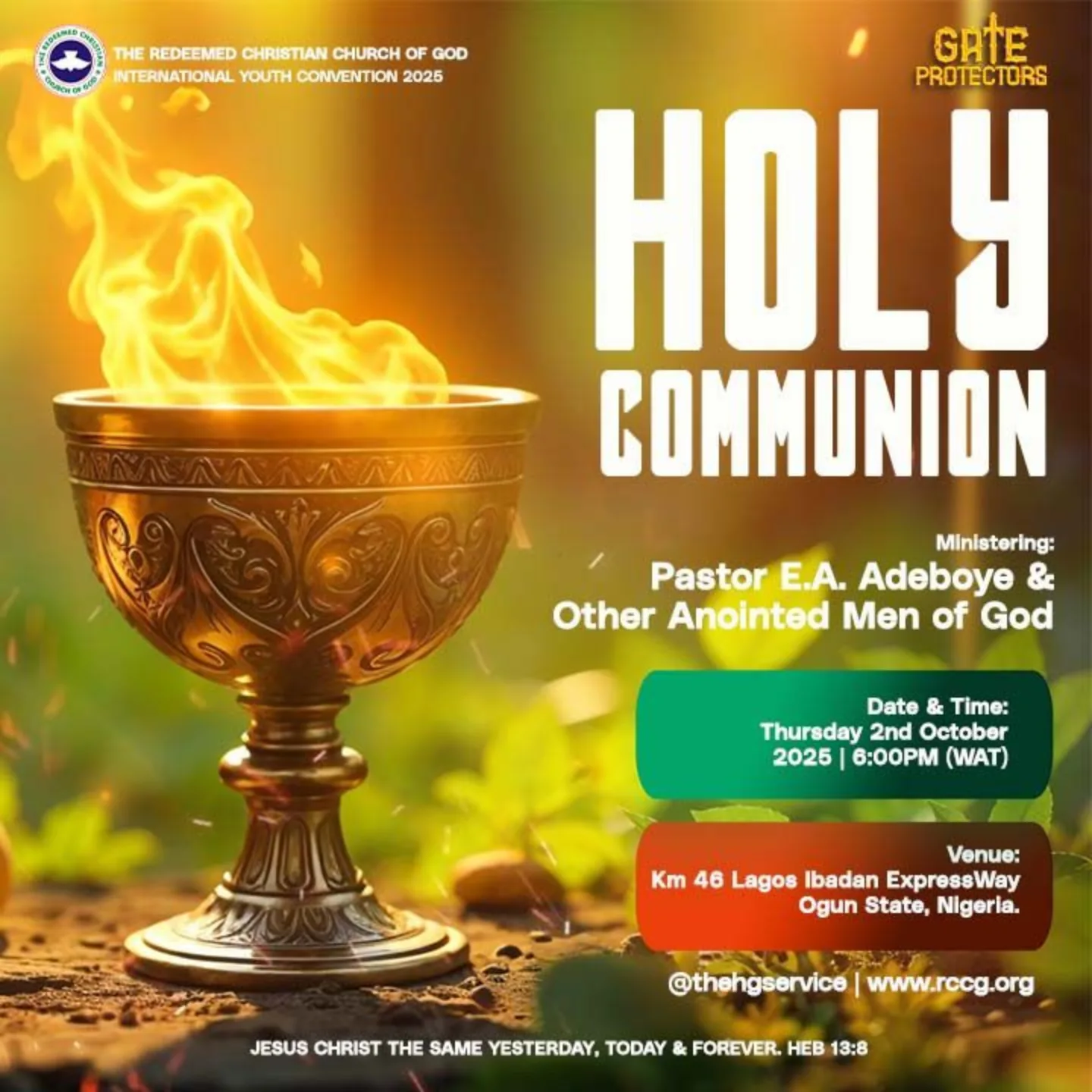 RCCG - Welcome to the October Holy Communion Service. It is time to eat ...