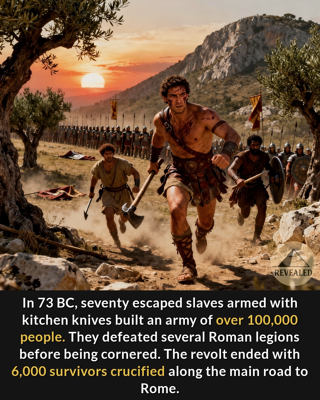 Revealed - In 73 BC, seventy gladiators armed with kitchen knives ...