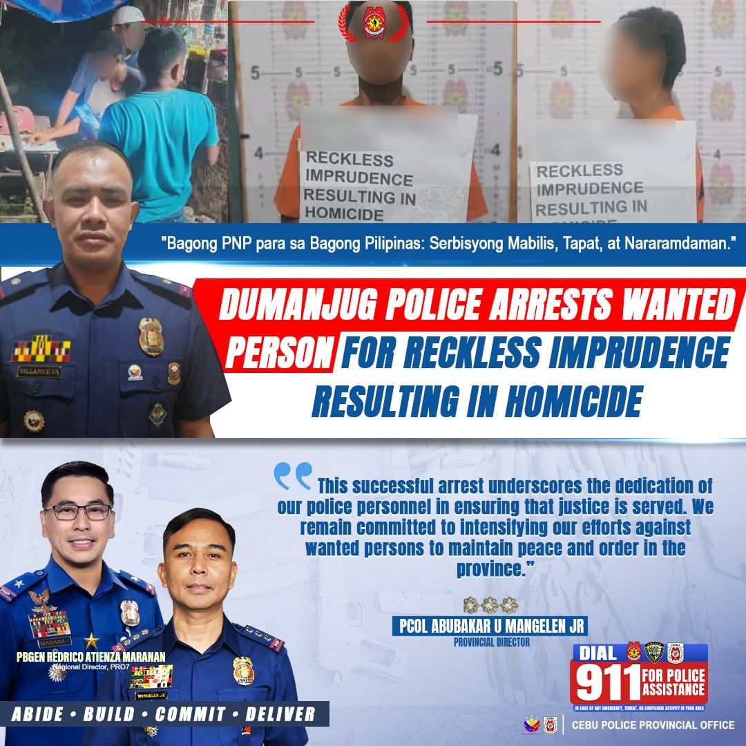 Cebu - DUMANJUG POLICE ARRESTS WANTED PERSON FOR RECKLESS IMPRUDENCE ...