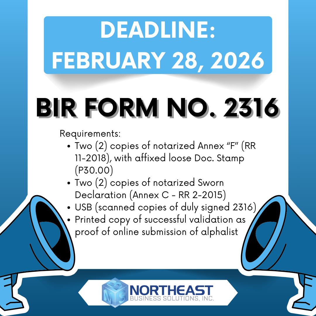 📄 BIR Form 2316 Submission... - Northeast Business Solutions | Facebook