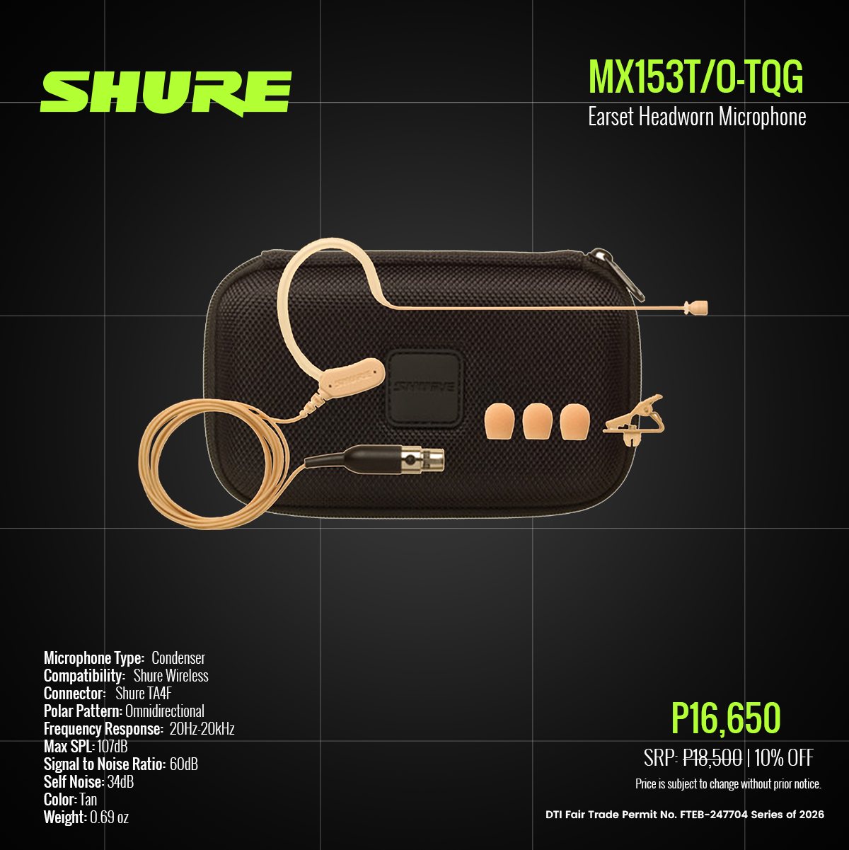The Shure MX153T/O-TQG offers exceptional speech clarity and