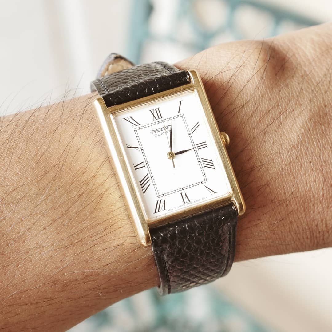 1994年 SEIKO 7N01-5B40 タンク ローマ白文字盤 Seiko Quartz 