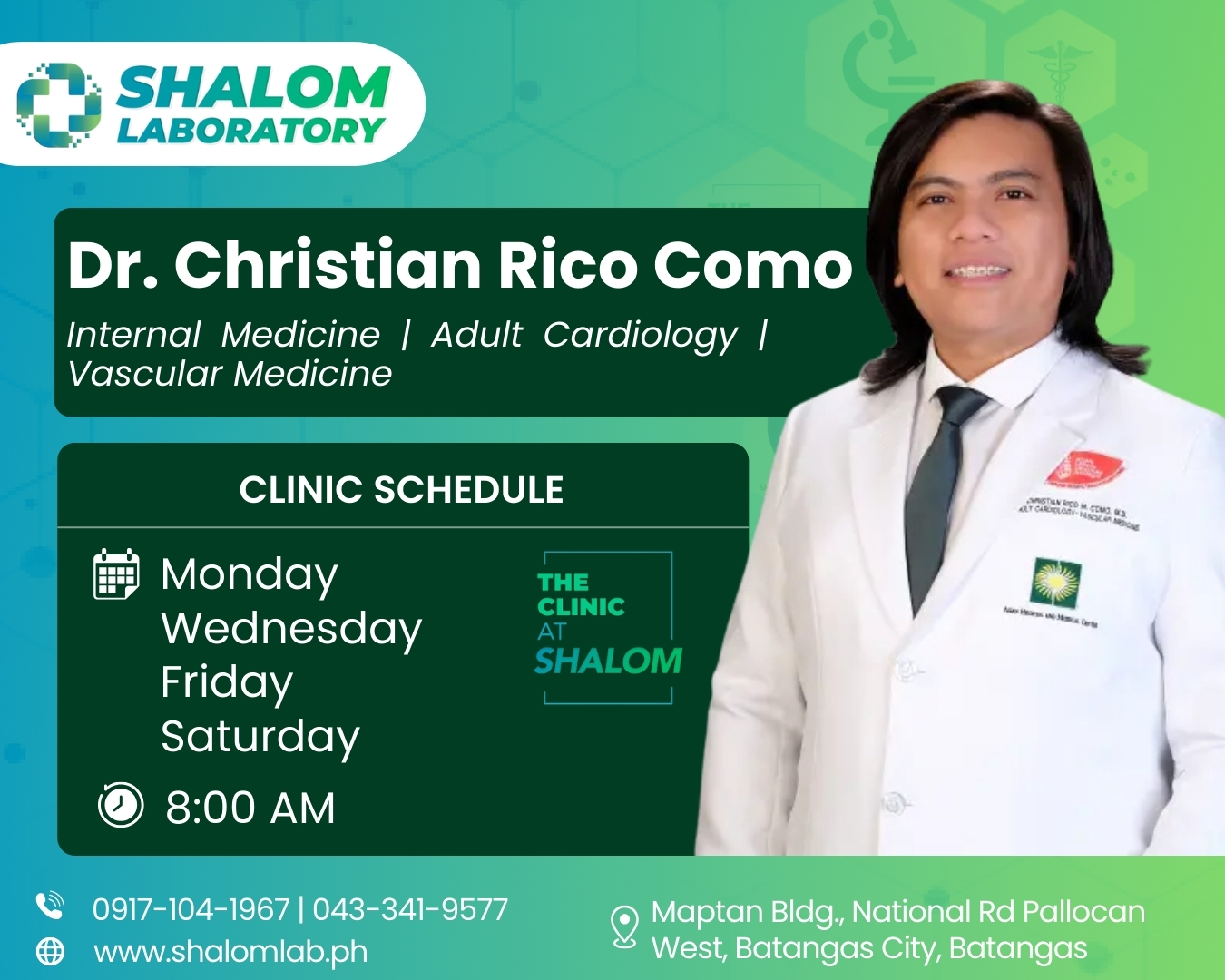 Meet Dr. Christian Rico M. Como! With his expertise in Internal 