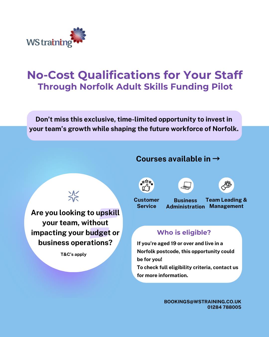 WS - Don’t miss out, spaces are filling fast! Our no-cost ...