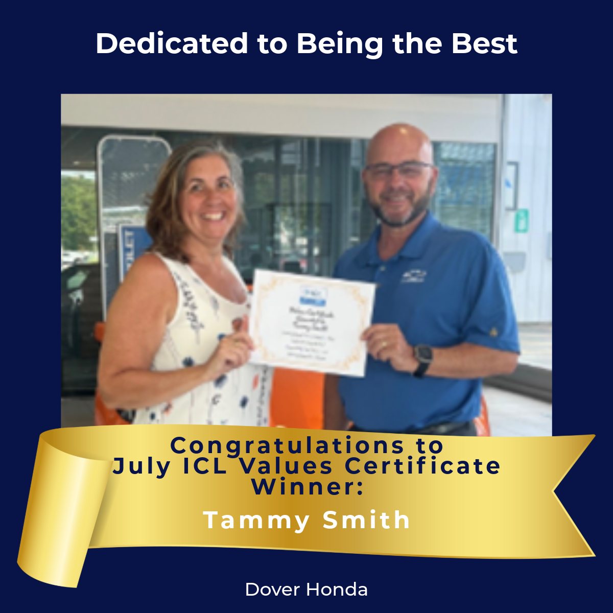 Dover - Congratulations to our July ICL Values Certificate Winner ...