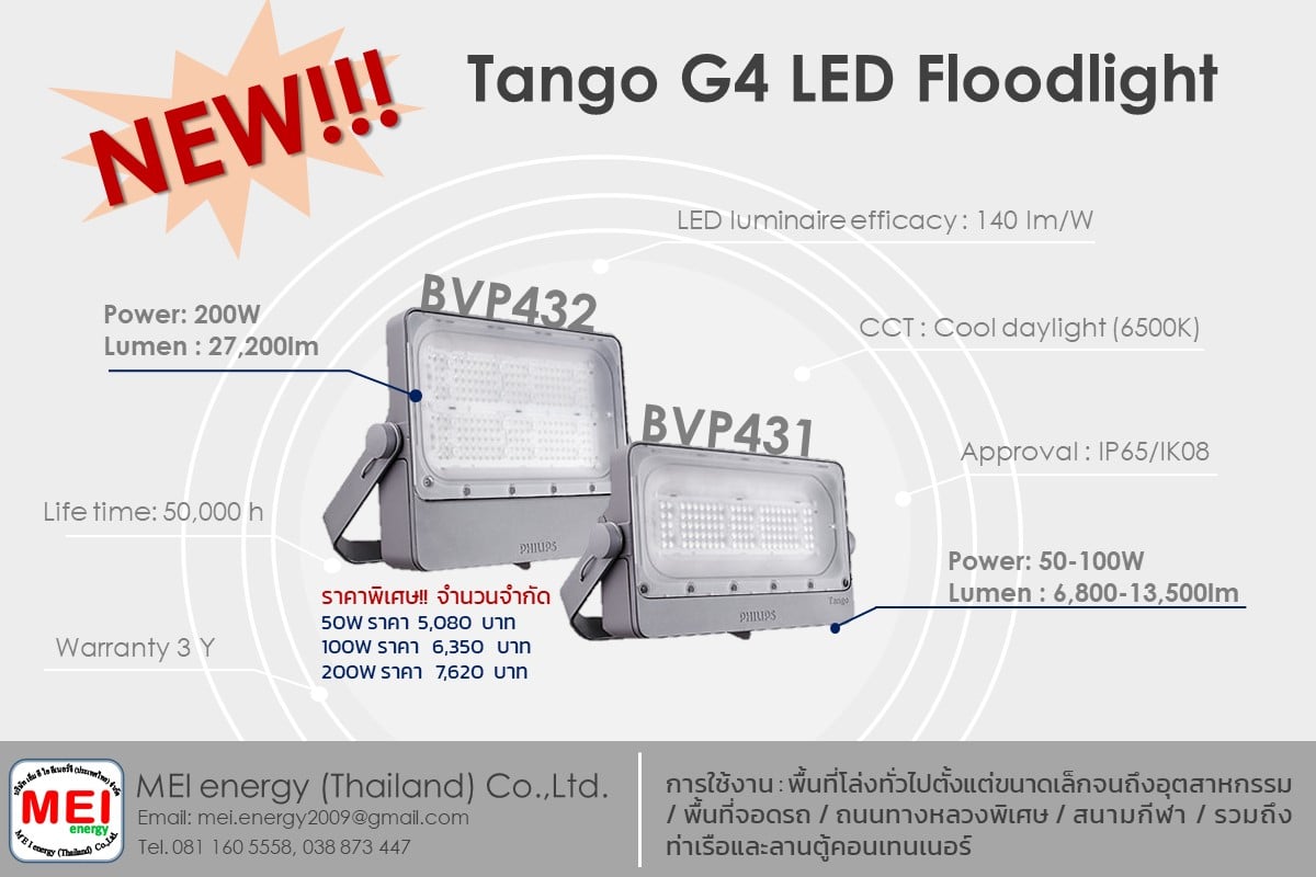 MEI - โคมไฟ PHILIPS Tango G4 LED Flood light ? รุ่นแนะนำ : BVP431 