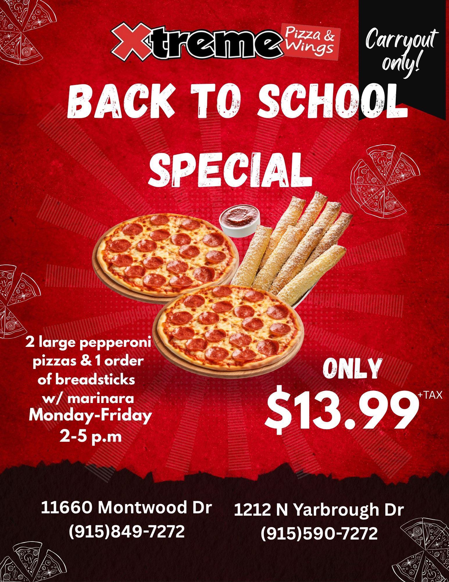 Xtreme Pizza and Wings Yarbrough - TODAY ONLY!! Large Pepperoni Pizza ...