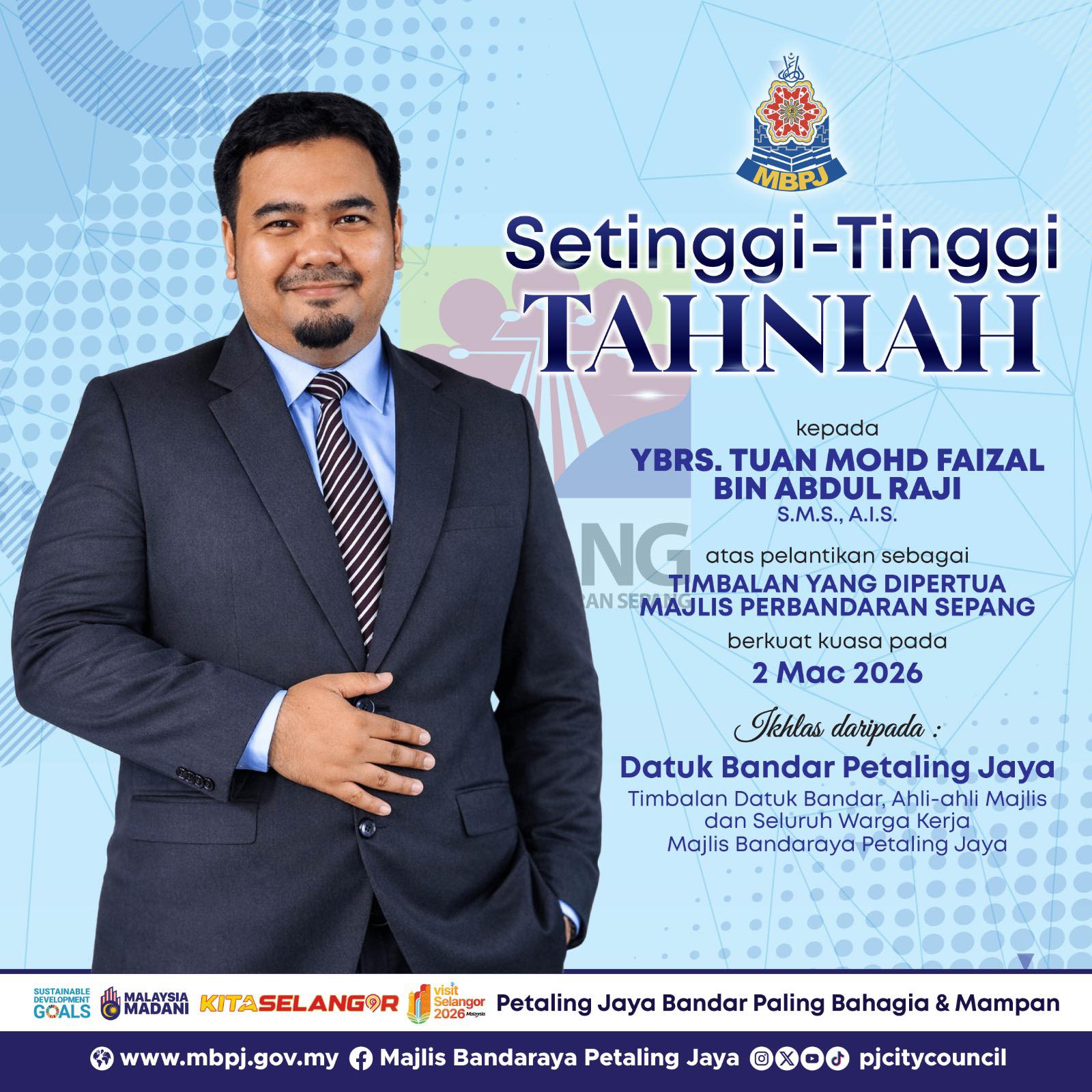 Majlis - Sekalung tahniah diucapkan kepada YBrs. Tuan Mohd Faizal bin ...