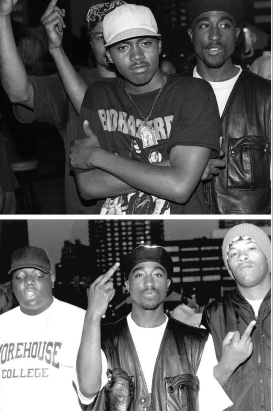 1993 photo of 2pac, Nas, Biggie and Redman at Club Amazon NYC