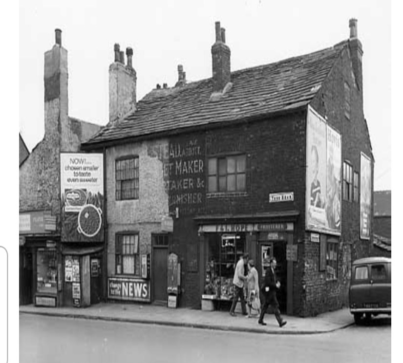 TONG RD LEEDS 12.... May 1965, On the left of this view is number 99 Tong  Road, a sweet and tobacco shop and newsagents, business of E. H. and D.  Brunton. This