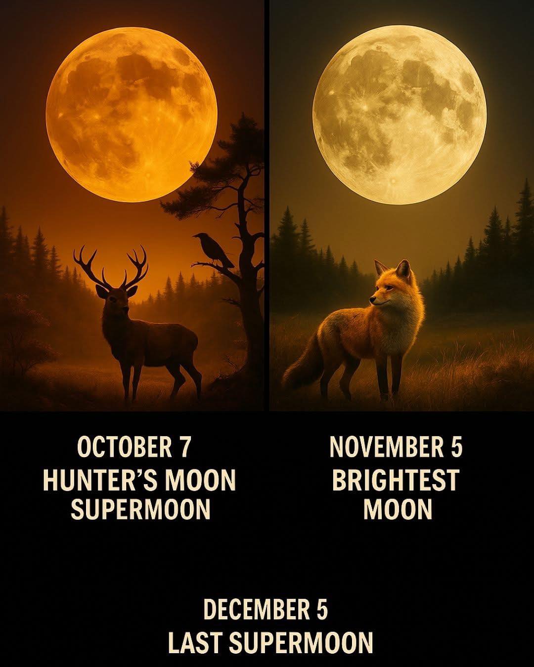 DNA - The Final Moons of 2025 🌕 📅 October 7 – Hunter’s Moon Supermoon ...