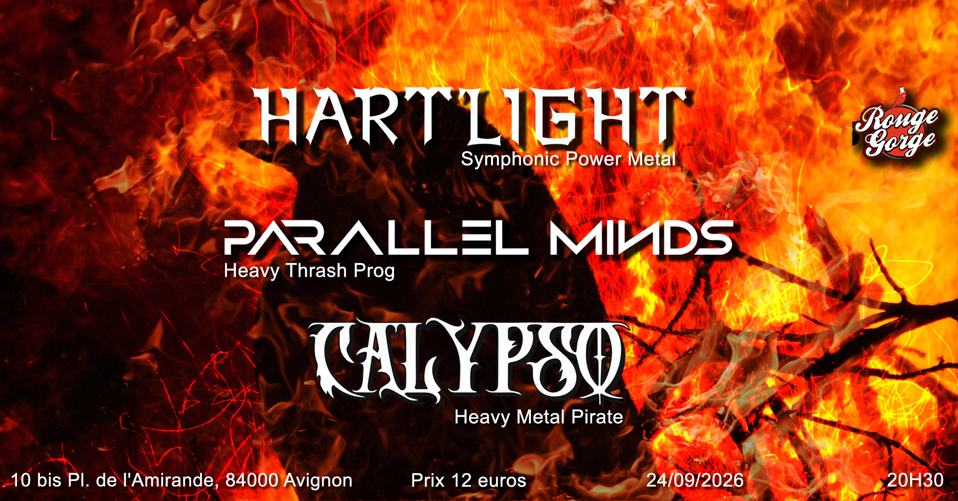 HARTLIGHT + PARALLEL MINDS + CALYPSO - Metal Night au Rouge Gorge Avignon