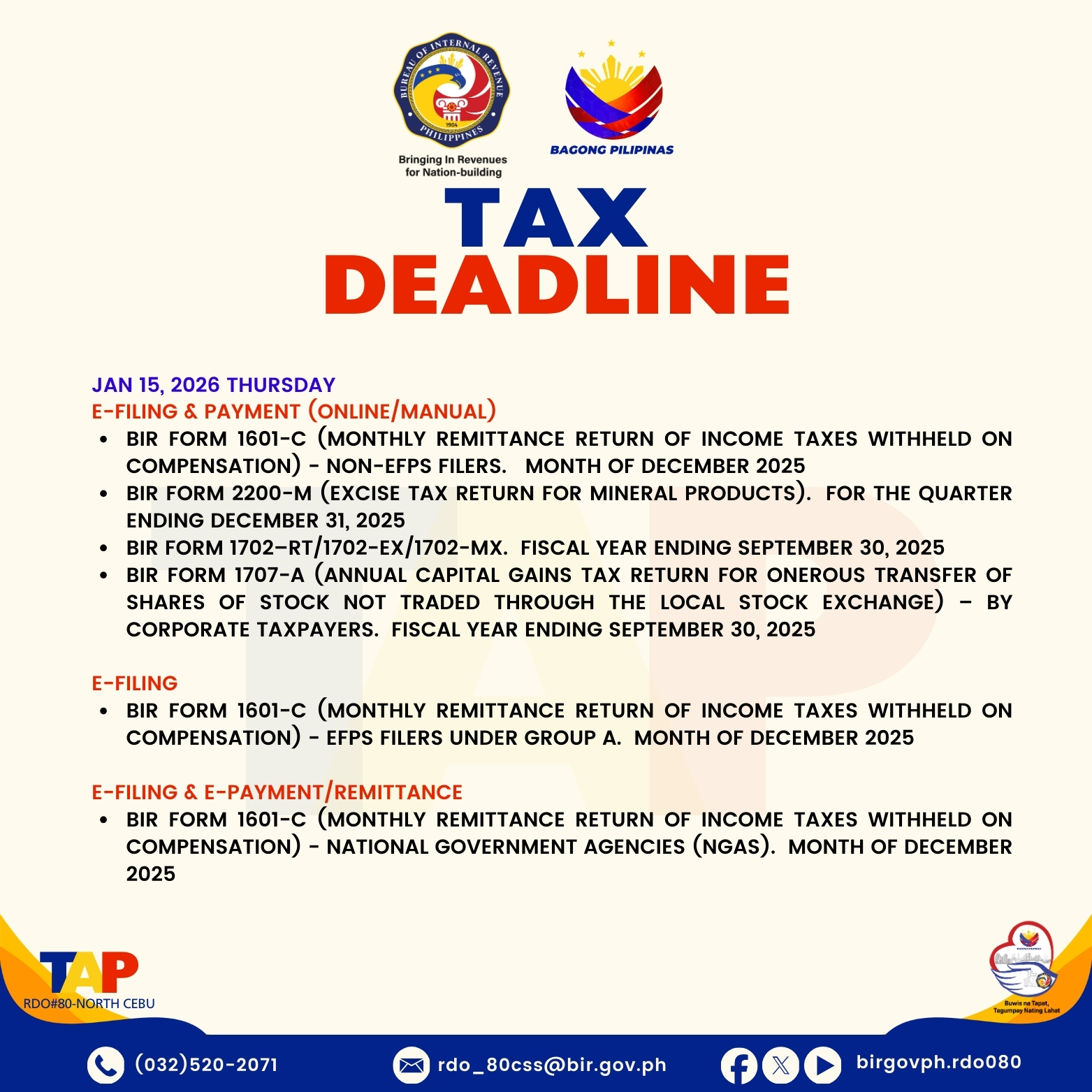 BIR RDO 80 - North Cebu added a... - BIR RDO 80 - North Cebu