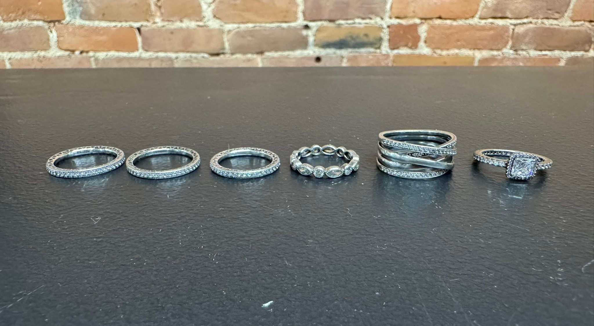 Maxine's - Pandora rings…sizes from left to right: 8.5, 8.5, 6.5, 7.5 ...