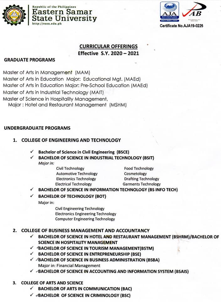 UPDATED CURRICULAR... - ESSU Guiuan Registrar_Official | Facebook