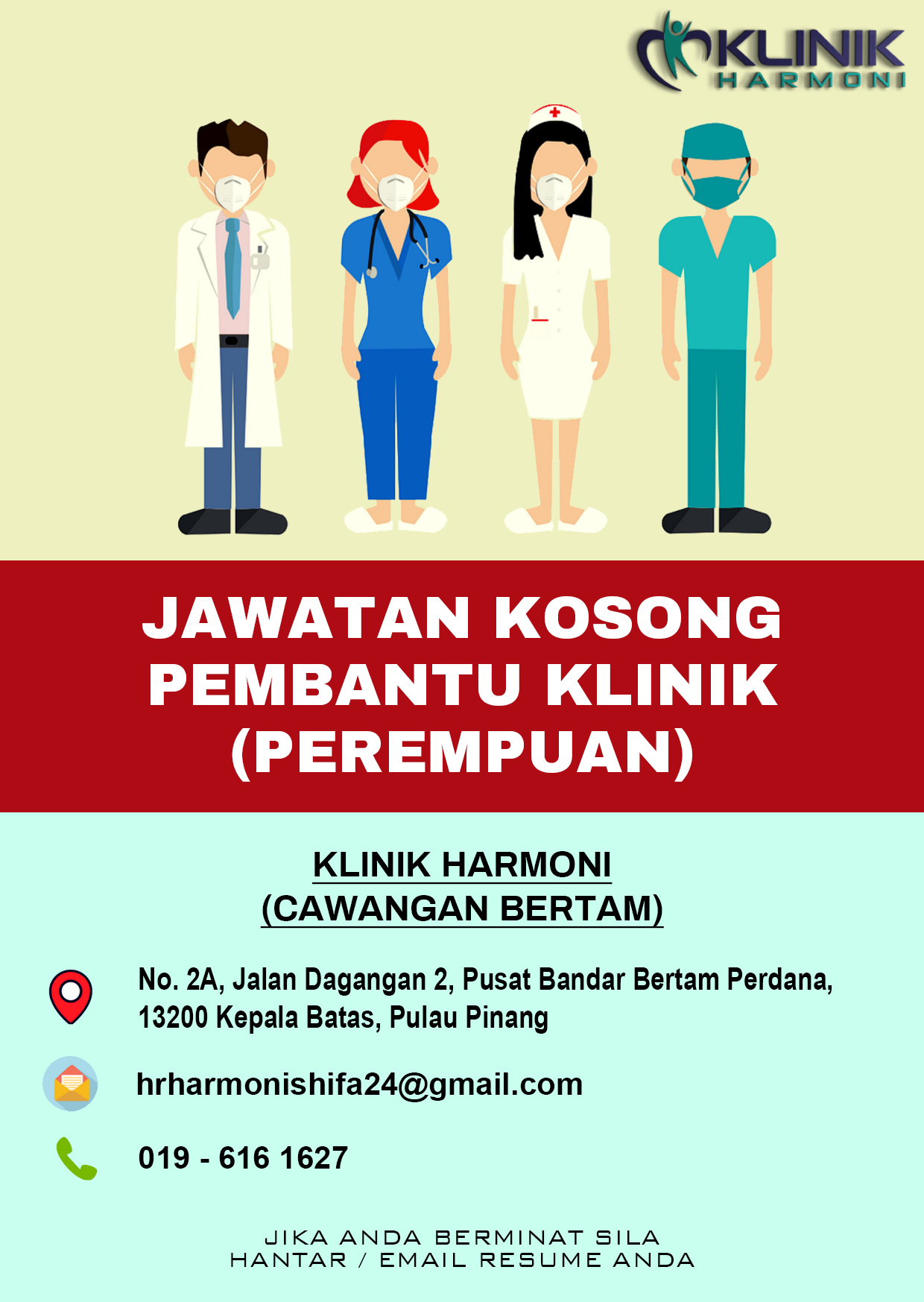 Klinik Harmoni 24jam 𝐉𝐚𝐰𝐚𝐭𝐚𝐧 𝐊𝐨𝐬𝐨𝐧𝐠 𝐏𝐞𝐦𝐛𝐚𝐧𝐭𝐮 𝐊𝐥𝐢𝐧𝐢𝐤 𝐋𝐨𝐤𝐚𝐬𝐢 𝐊𝐞𝐤𝐨𝐬𝐨𝐧𝐠𝐚𝐧 𝐉𝐚𝐰𝐚𝐭𝐚𝐧 𝐊𝐥𝐢𝐧𝐢𝐤 𝐇𝐚𝐫𝐦𝐨𝐧𝐢 Bertam Kepala Batas Kriteria 1 W A N I T A Sahaja 2 Berkelayakan Spm Ke