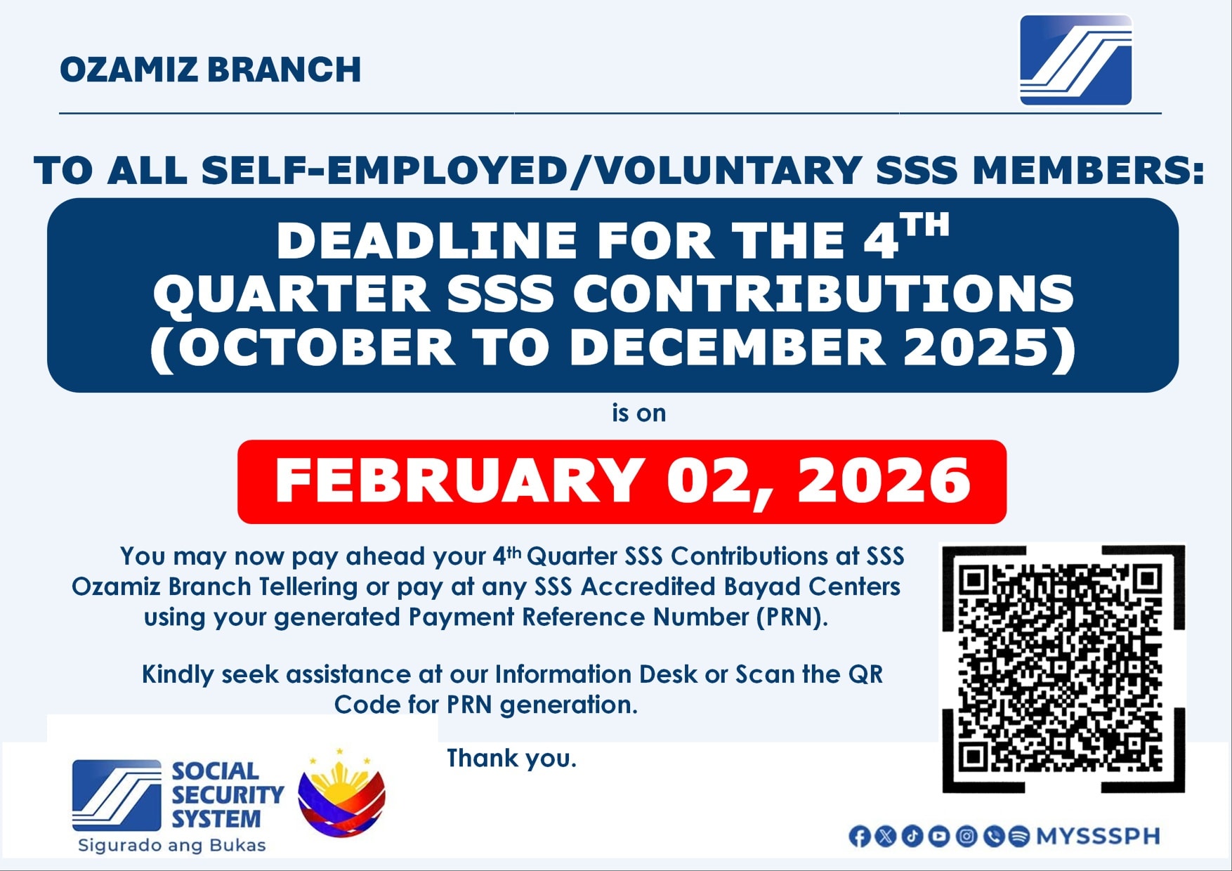 SSS - REMINDER📣📣📣 TO ALL SELF-EMPLOYED/VOLUNTARY SSS MEMBERS: DEADLINE ...