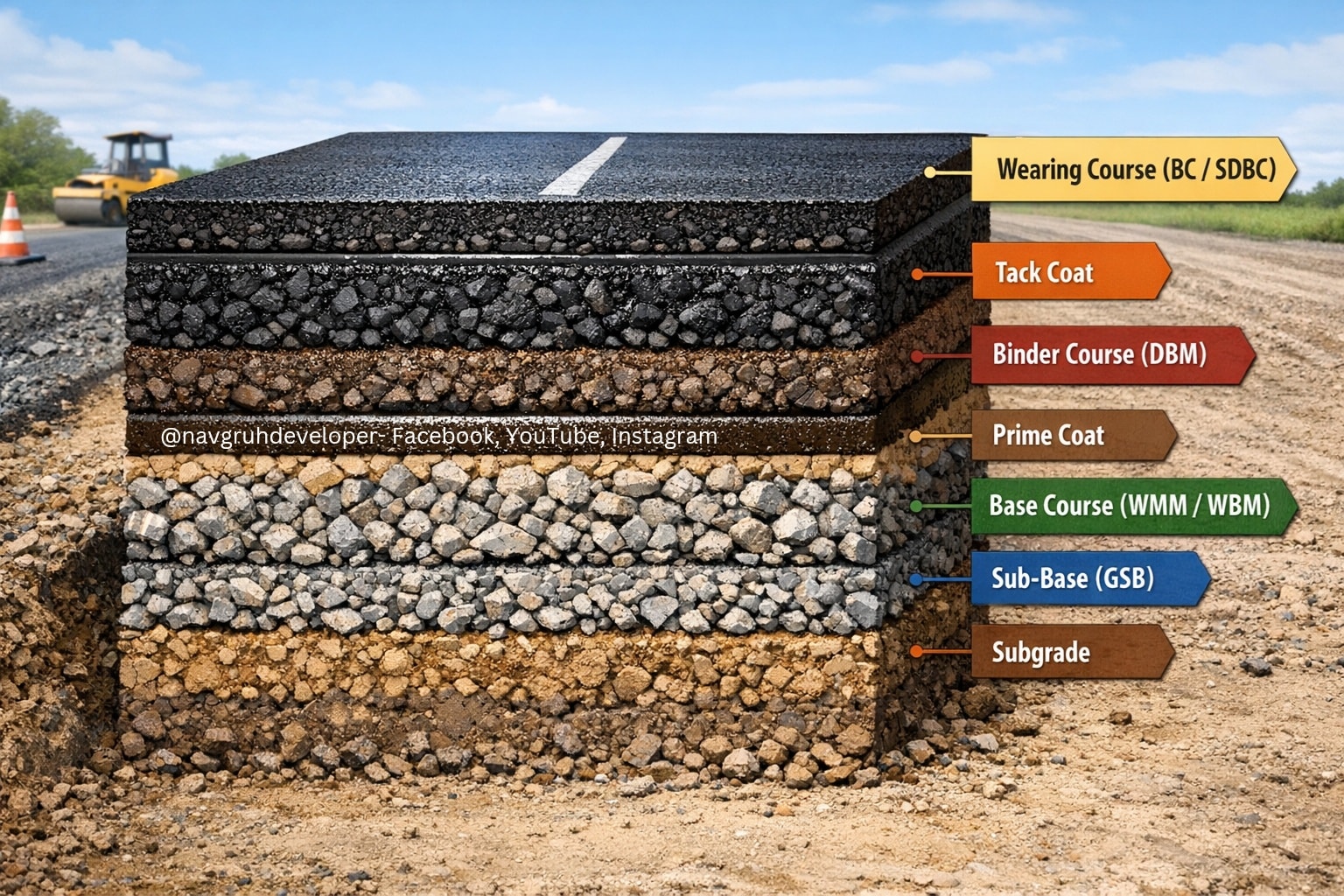 नवगृह डेवलपर - Bituminous Road Construction Layers (Top to... | Facebook