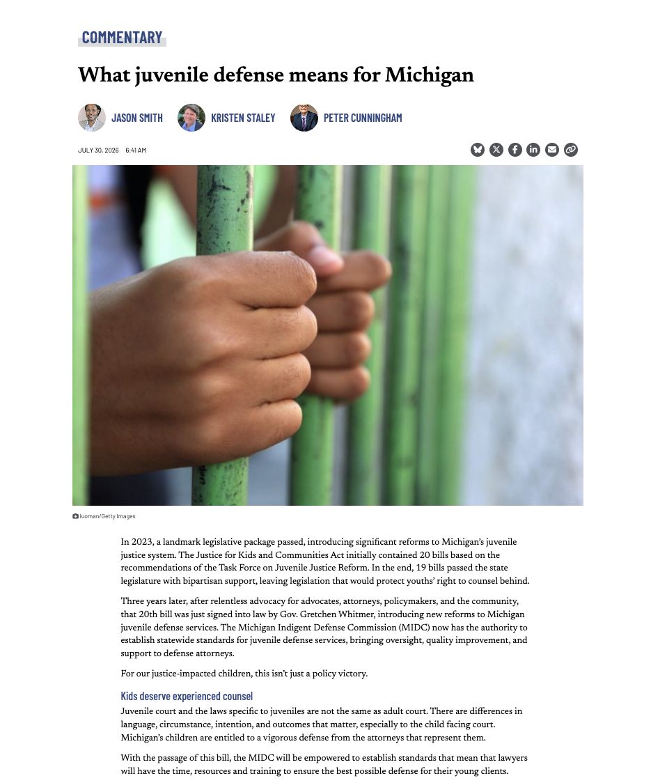 What Juvenile Defense Means for Michigan's Youth