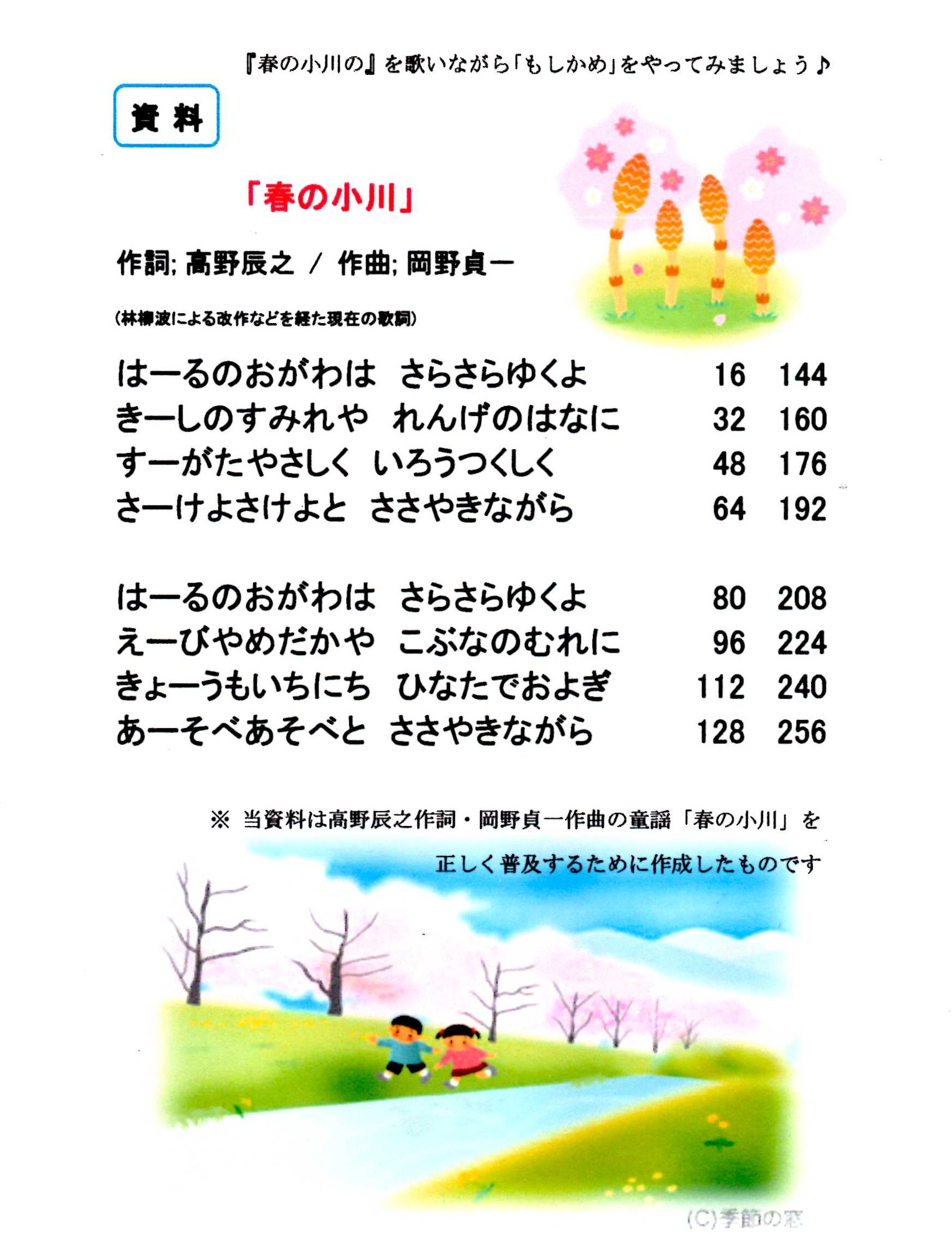 春の 小川 歌詞