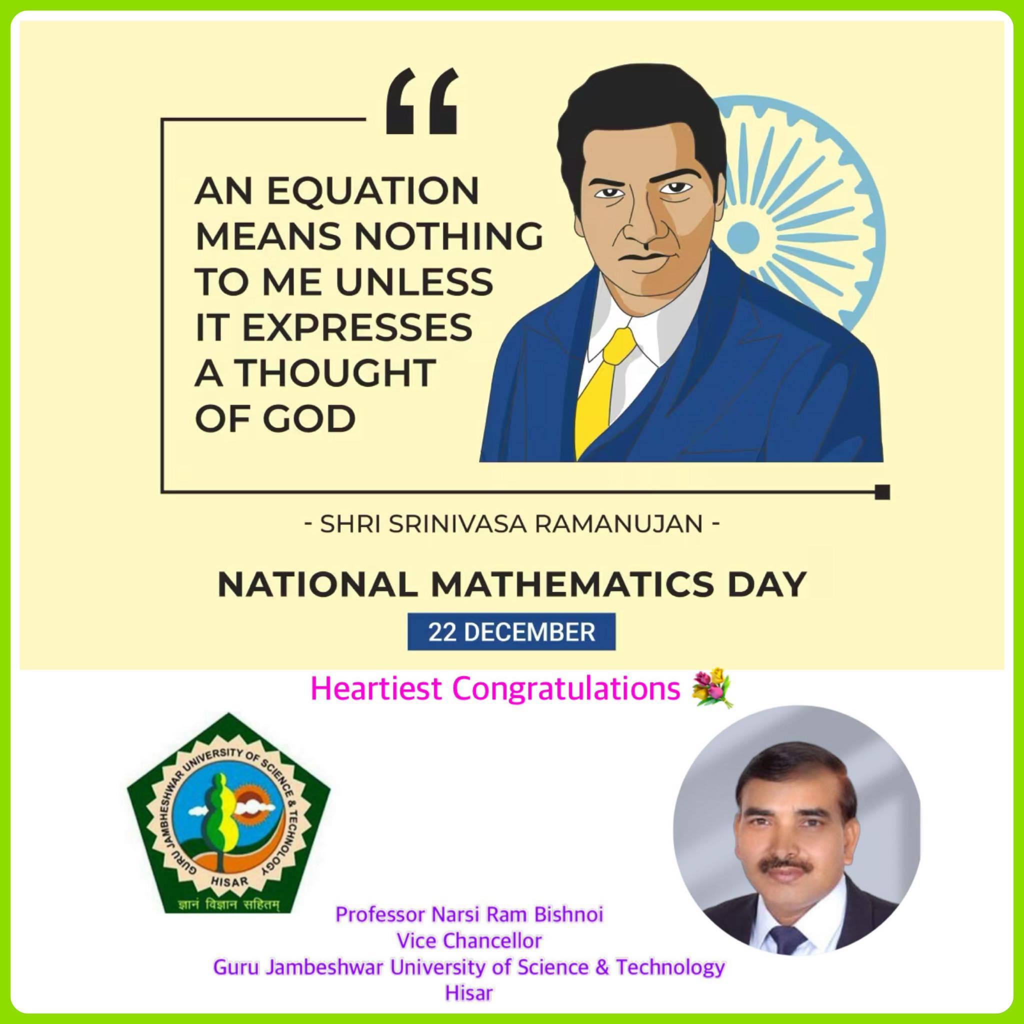 Celebrating the brilliance of numbers and the legacy of Srinivasa ...