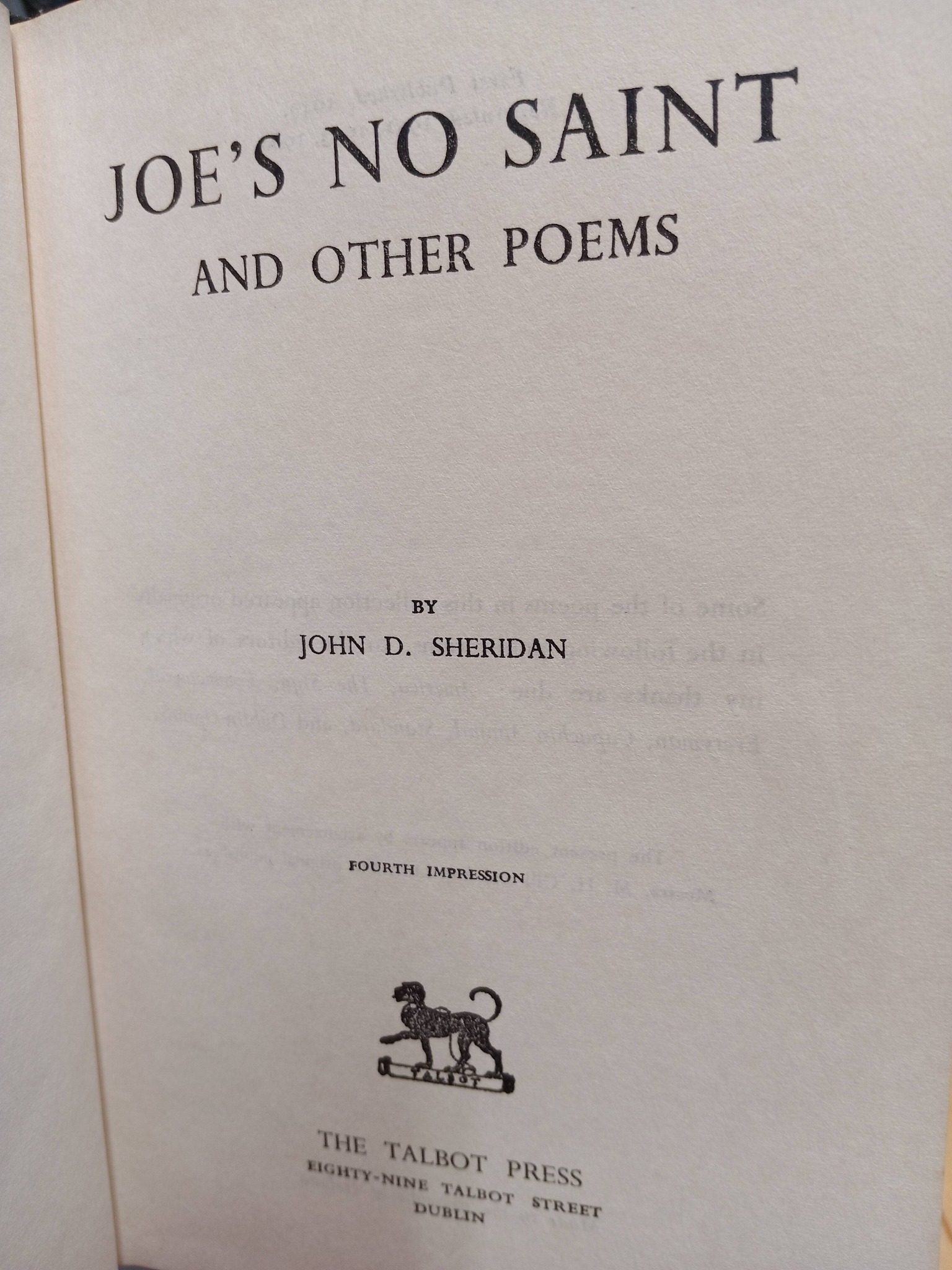 Joe's no Saint and other poem book printed in 1960s