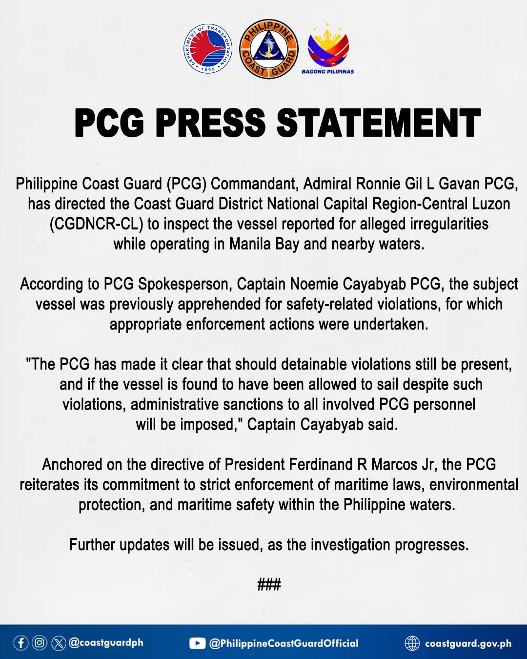 Philippine - #PCGUPDATE: As of 08:00 a.m. today, 25 October 2020, the ...