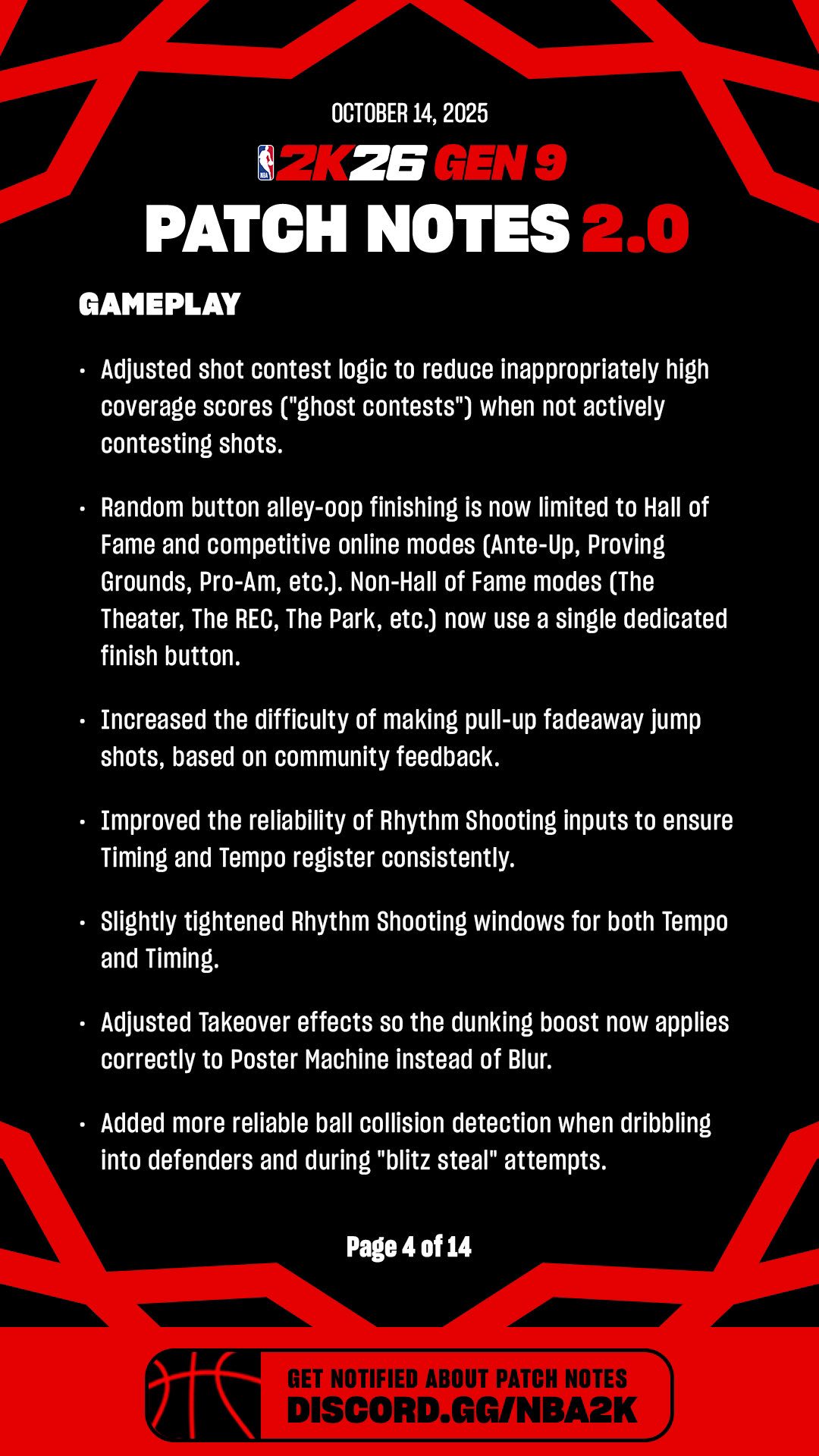 Bot Up Next - The Patch Notes for NBA 2K26 Season 2 Update... | Facebook