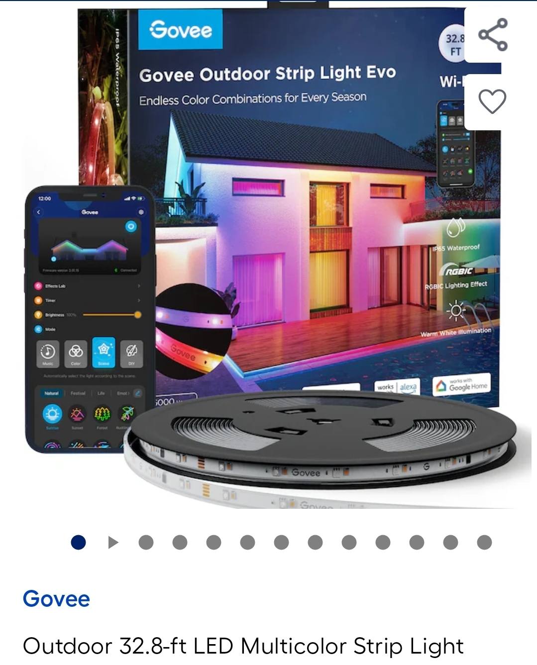 Govee RGBIC LED Strip Lights with Covers, Smart LED Lights for Bedroom