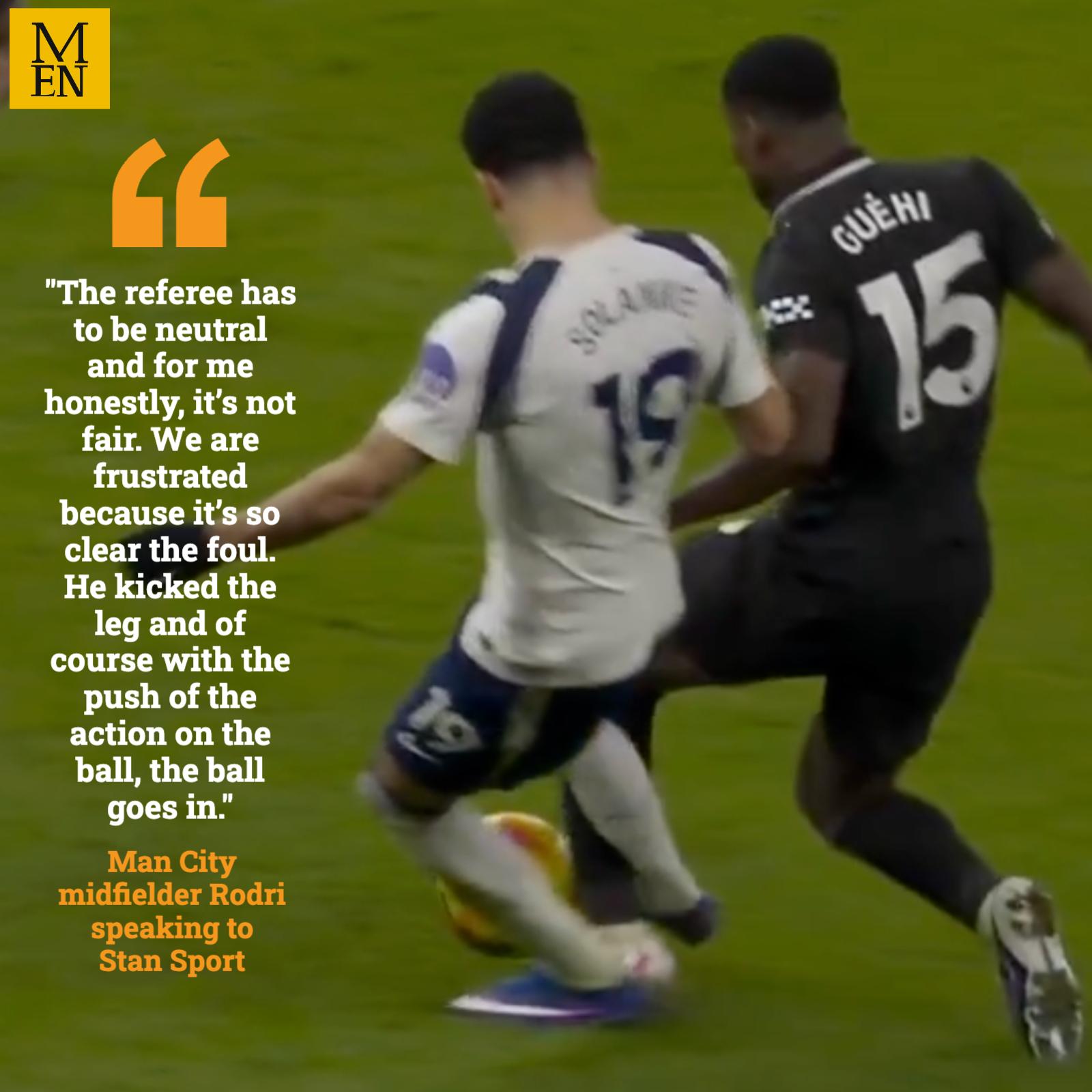 Manchester - Rodri has questioned whether officials are being fair ...