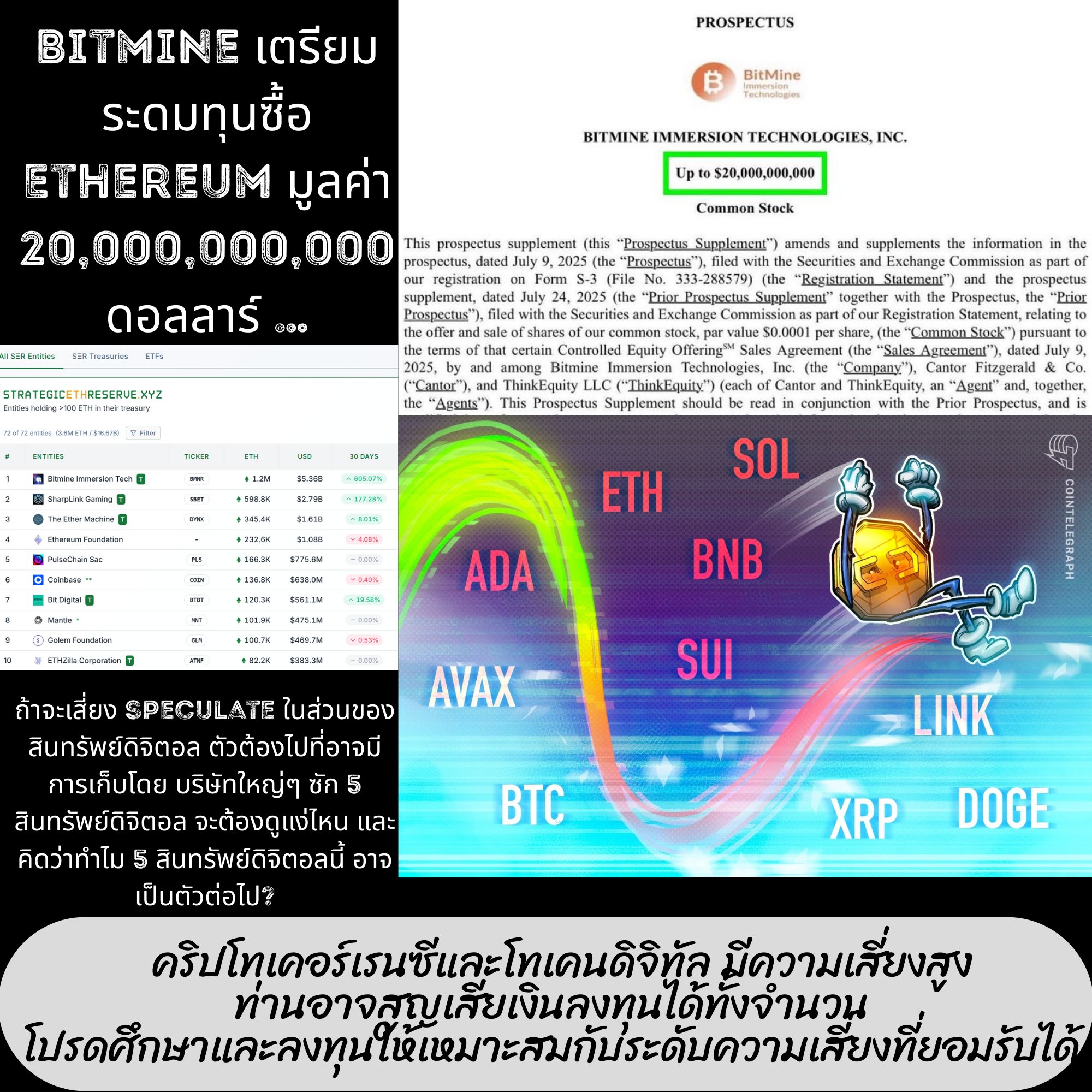 EarthDeFIRE - Bitmine เตรียมระดมทุนซื้อ Ethereum มูลค่า 20,000,000,000 ...