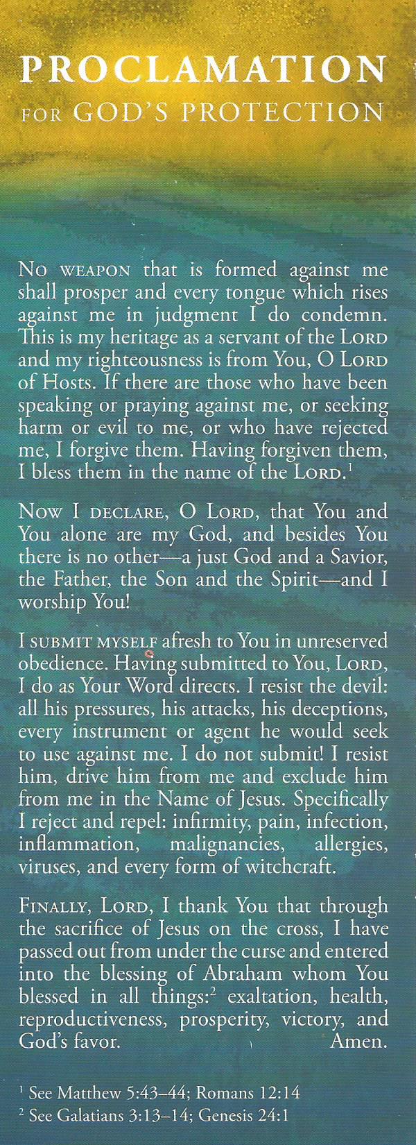 Derek - PROCLAMATION FOR GOD’S PROTECTION NO WEAPON that is formed ...