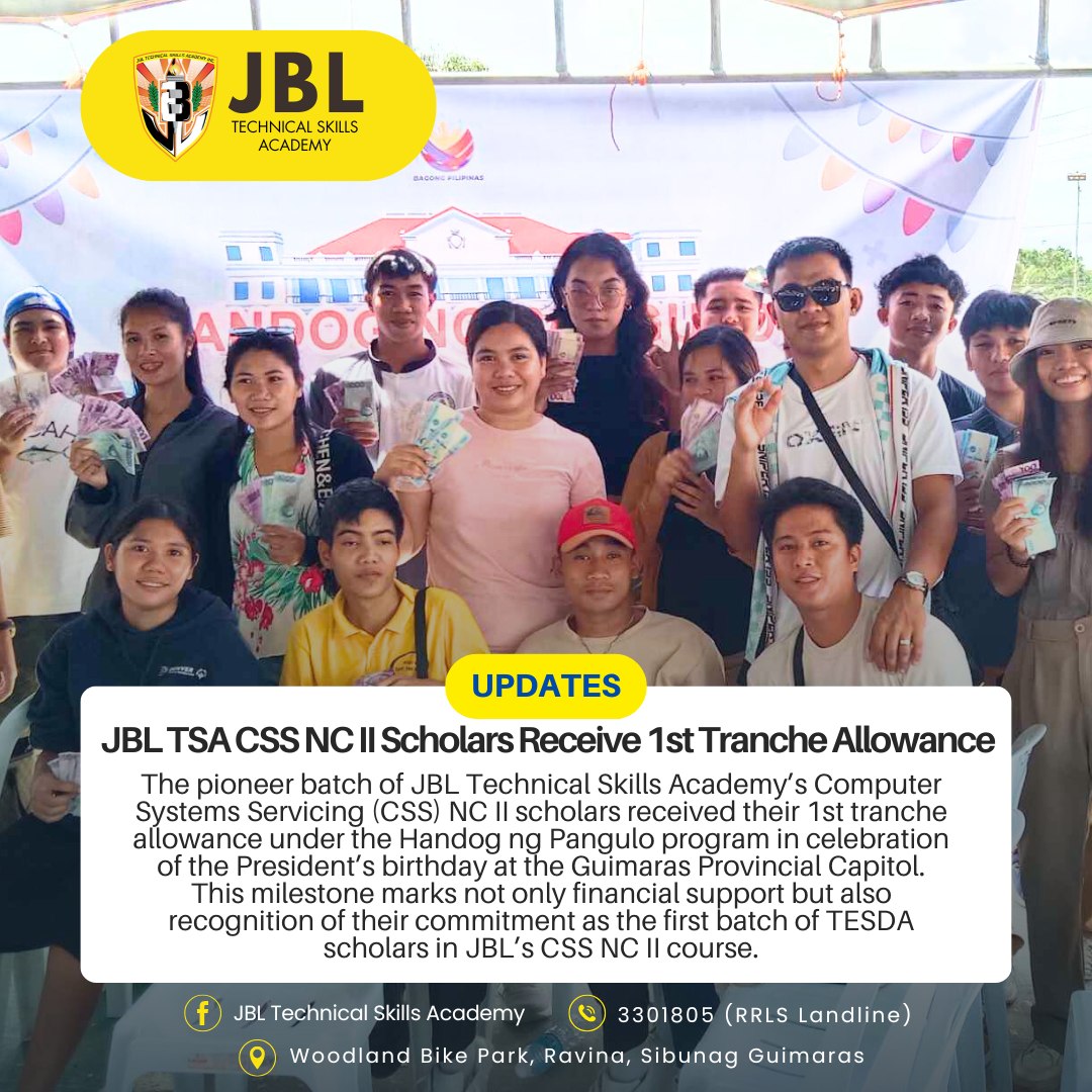 RRLS - 💻 Allowance Release for JBL TSAI CSS NC II TESDA Scholars! 🎉 The ...