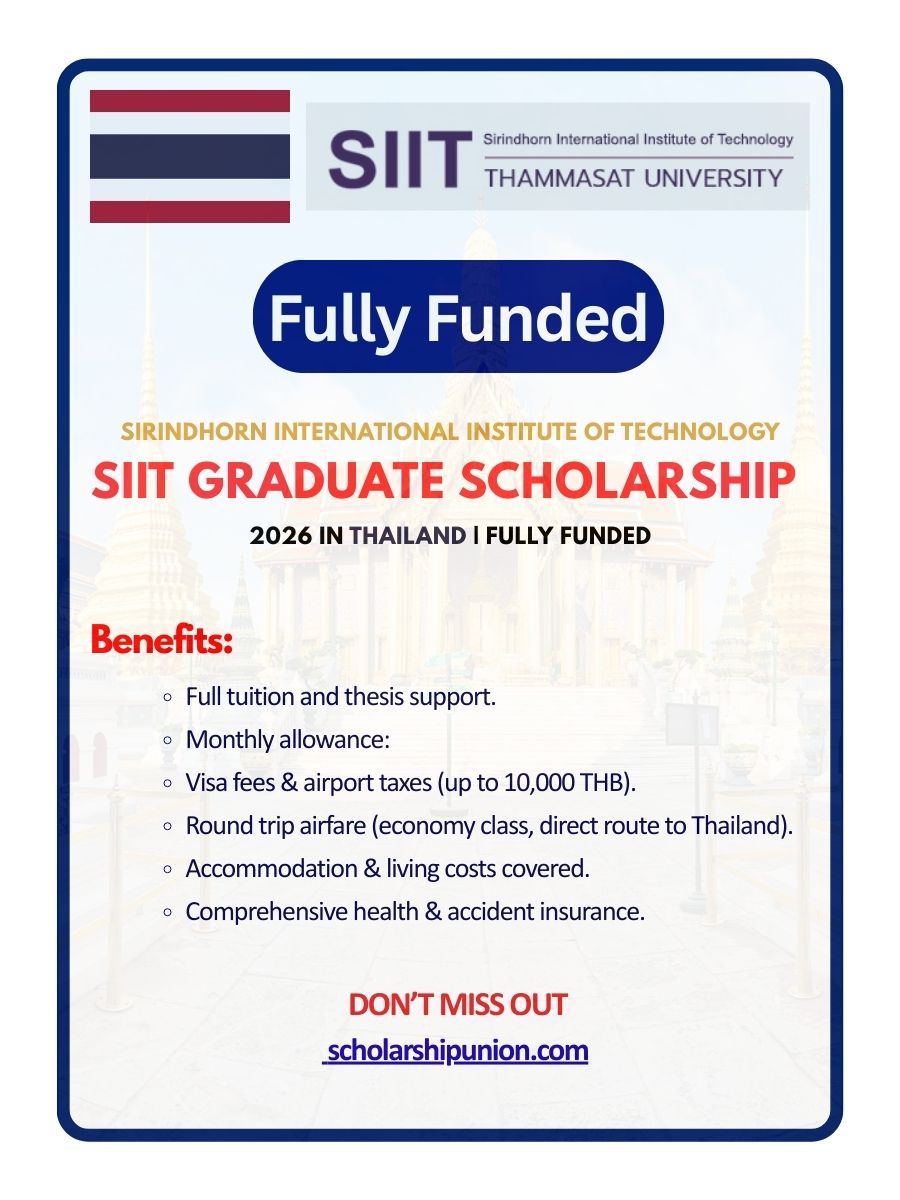 Scholarship - SIIT Graduate Scholarship 2026 in Thailand | Fully Funded ...